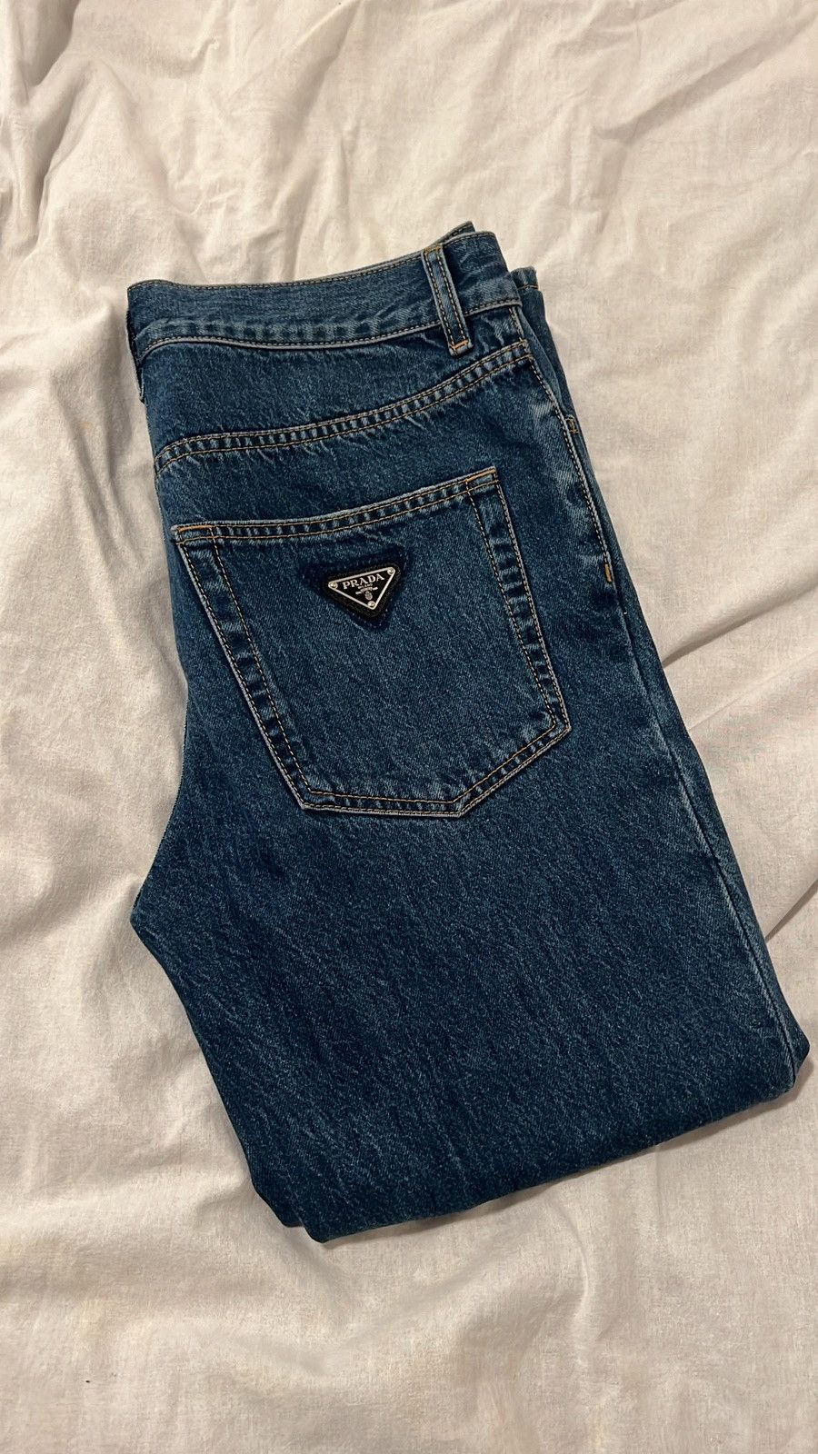Pre-owned Prada Denim Jeans (tapered Fit) In Blue
