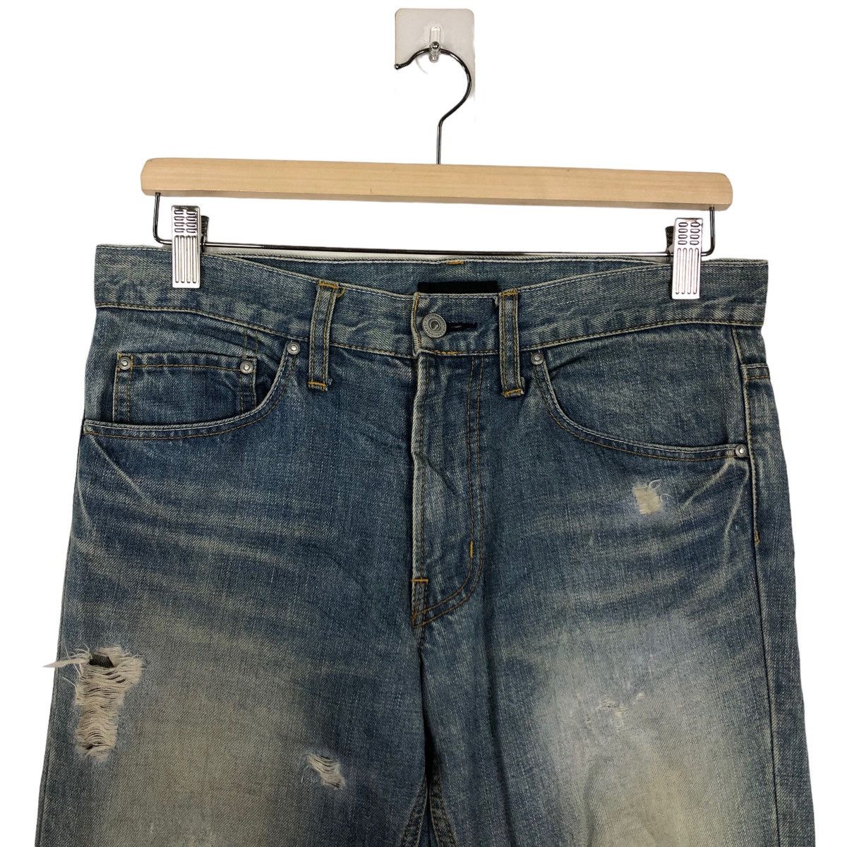 Japanese Brand 🔥90s Vintage Rare Distressed Denim Jeans Japan Issey Miyake Size US 31 - 3 Thumbnail