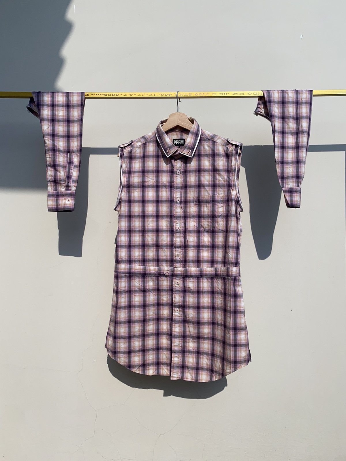 If Six Was Nine 1990s PPFM - 2 in 1 Plaid Longline Shirt Vkeii Style Size US L / EU 52-54 / 3 - 1 Thumbnail