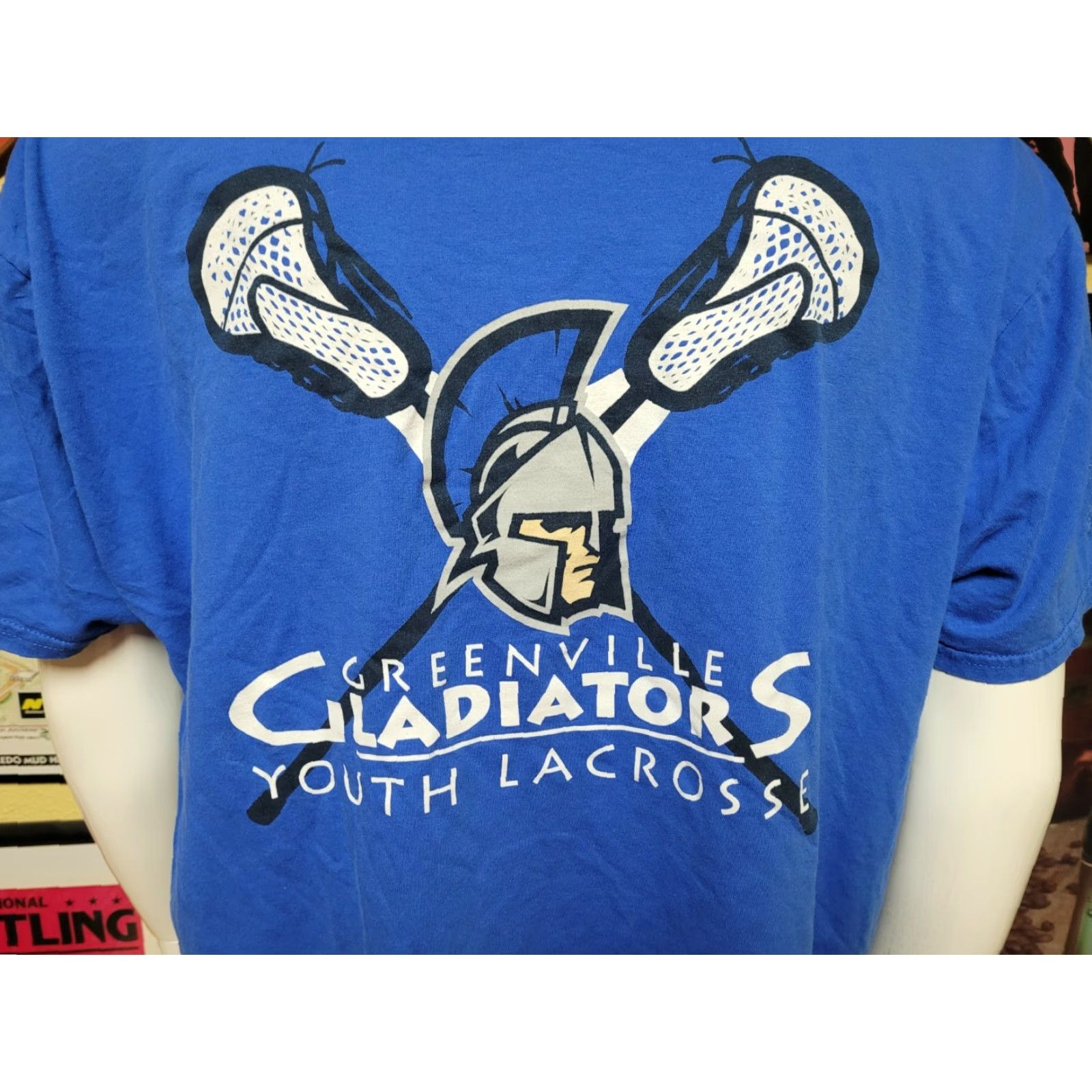 Gildan Greenville Gladiators Lacrosse T Shirt 2XL Blue Mens XXL Crew Neck Short Sleeve Gildan Shirt Size US XXL / EU 58 / 5 - 4 Thumbnail