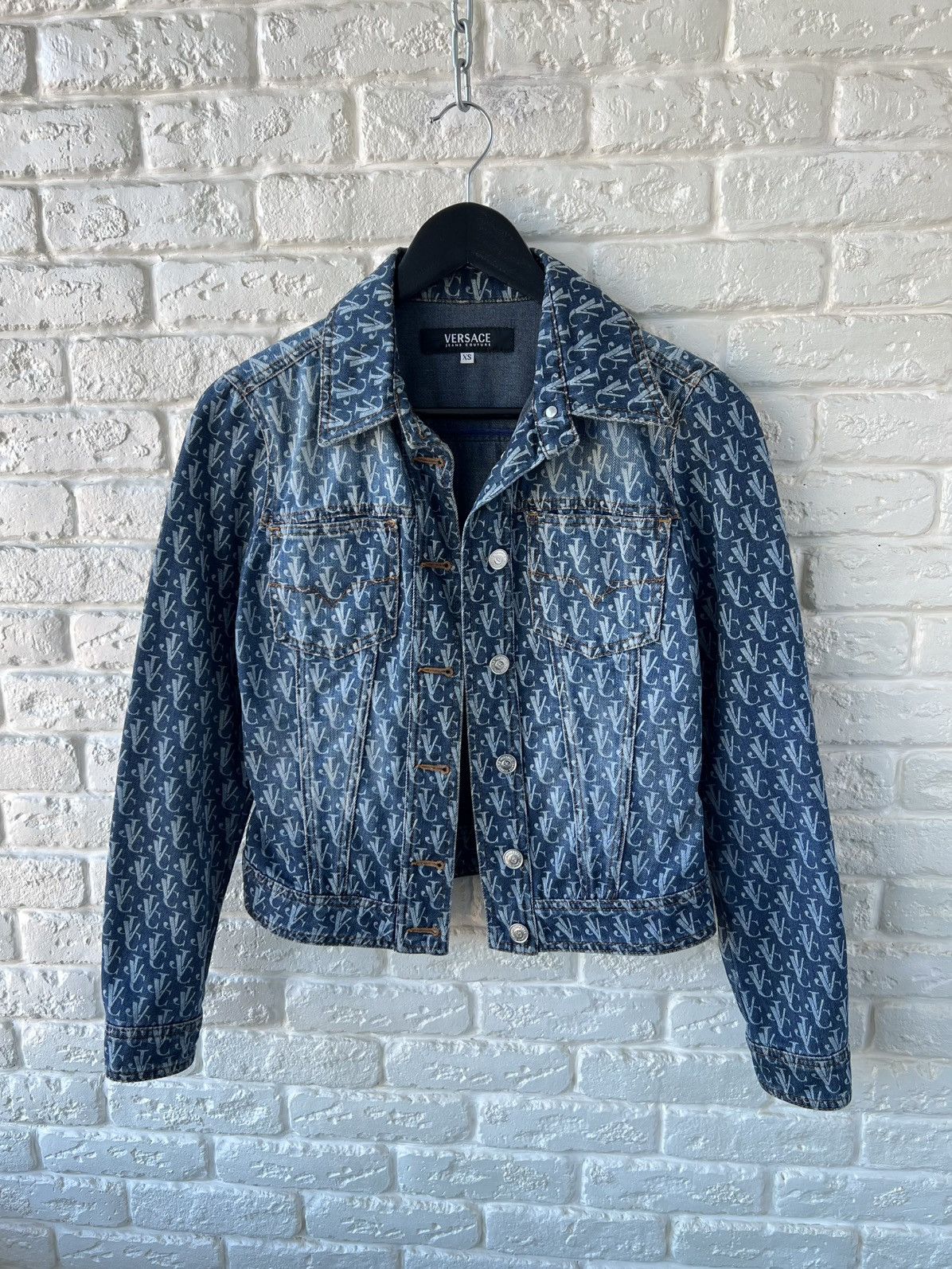 Versace Versace Monogram Logo Denim Blue Jacket Size XS / US 0-2 / IT 36-38 - 1 Thumbnail
