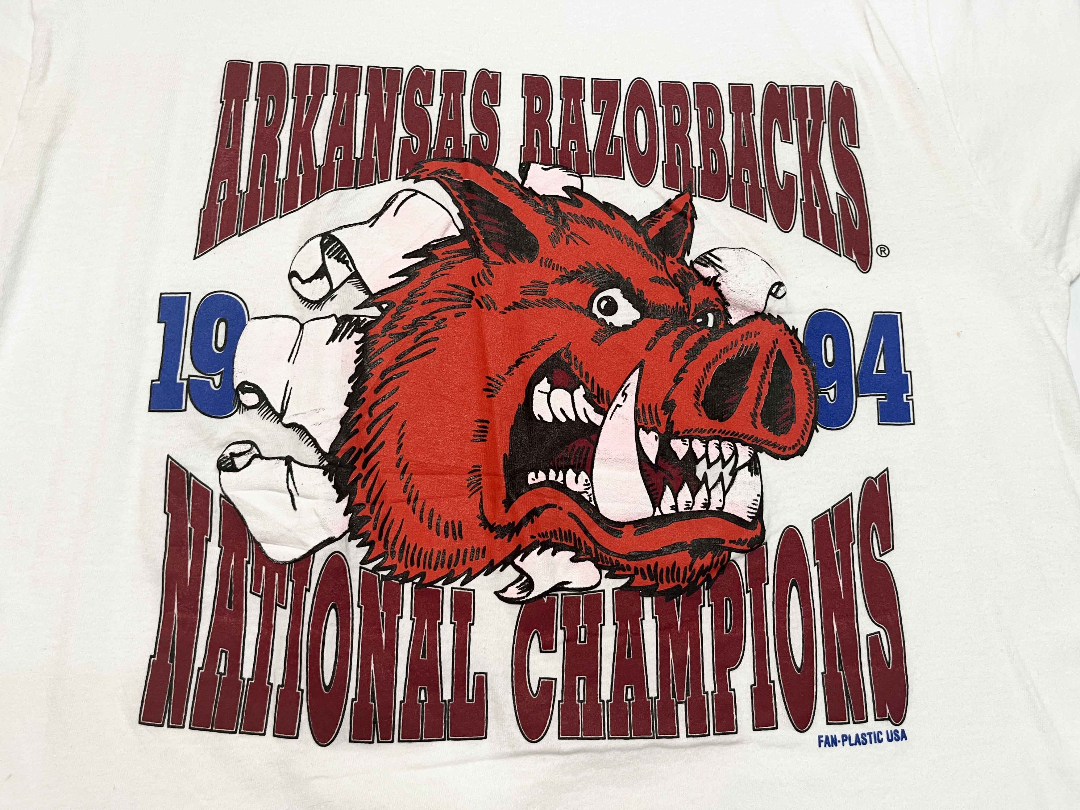 Vintage Vintage 1994 Arkansas Razorbacks NCAA Football T-Shirt Size US XL / EU 56 / 4 - 2 Thumbnail