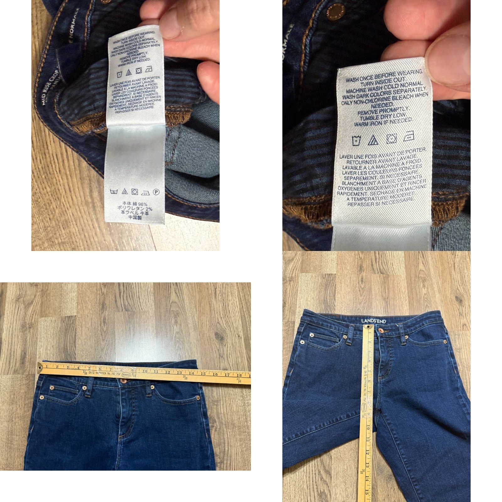 Lands' End Lands' End Jeans Women's 4 Blue Denim Mid Rise Crop Pockets 5-Pocket Regular Inseam 24" Size 4 Womens Cotton Blend Jeans Size 27" / US 4 / IT 40 - 8 Thumbnail