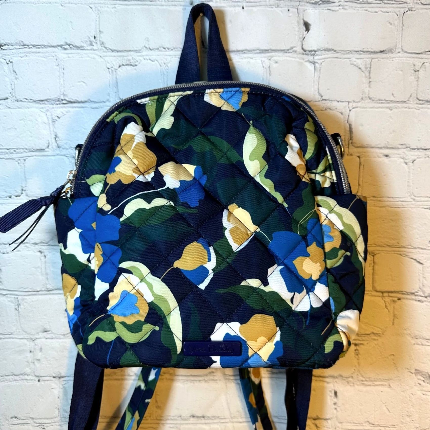 Vera Bradley Vera Bradley Convertible Backpack Immersed Blooms Blue Floral Quilted Twill Bag Size ONE SIZE - 2 Thumbnail