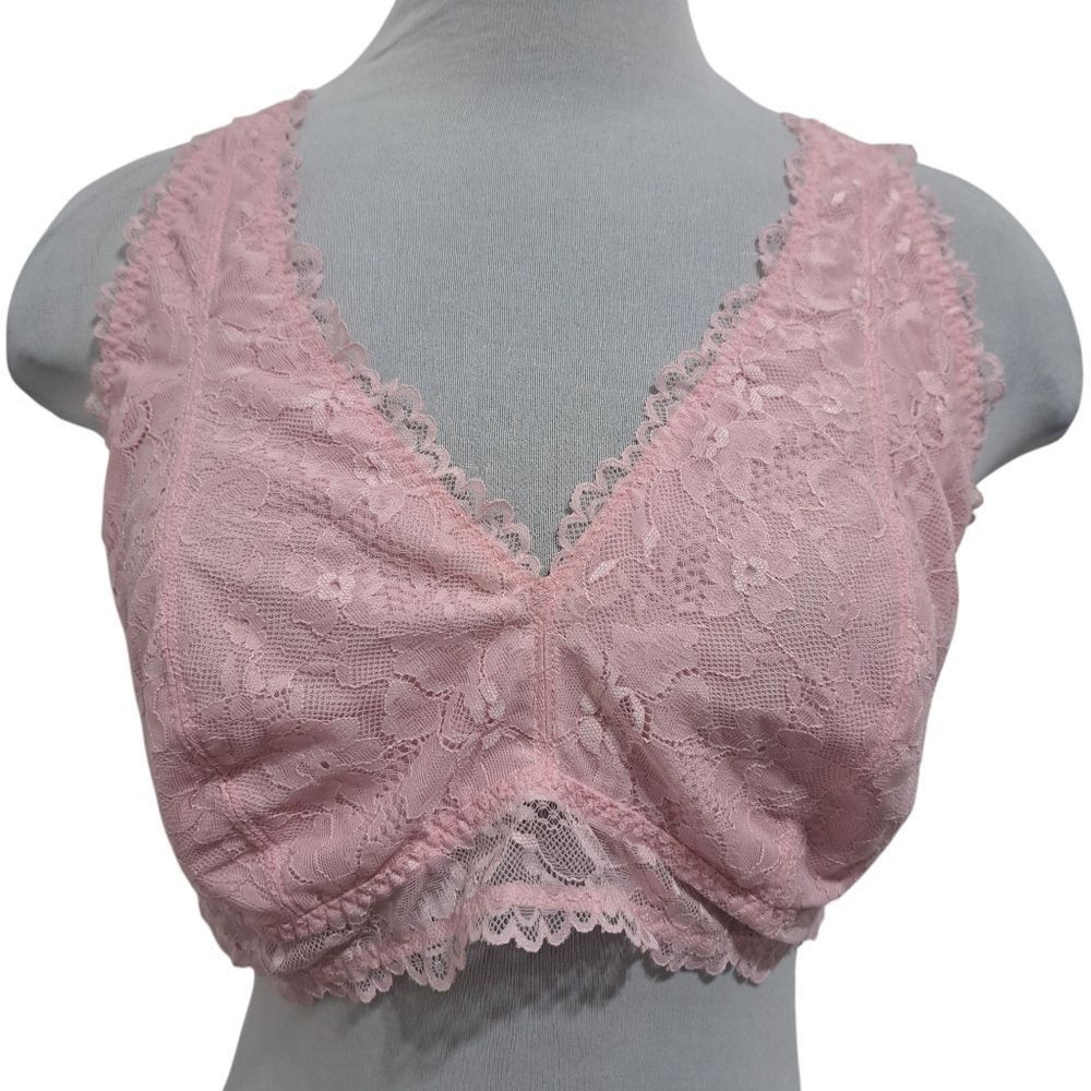 Other Savage X Fenty Floral Lace Bralette Racerback Pink/ Black Bra 1X NWT Size XXL / US 16-18 / IT 52-54 - 4 Thumbnail