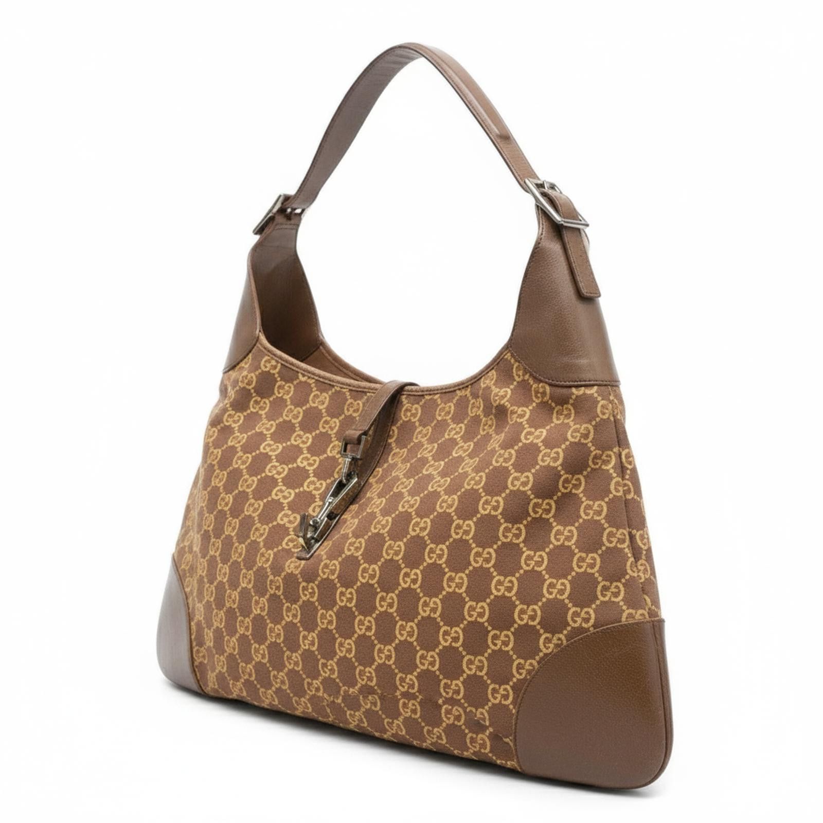 Gucci Gucci - Brown Monogram Canvas Leather Shoulder Bag Size ONE SIZE - 1 Thumbnail