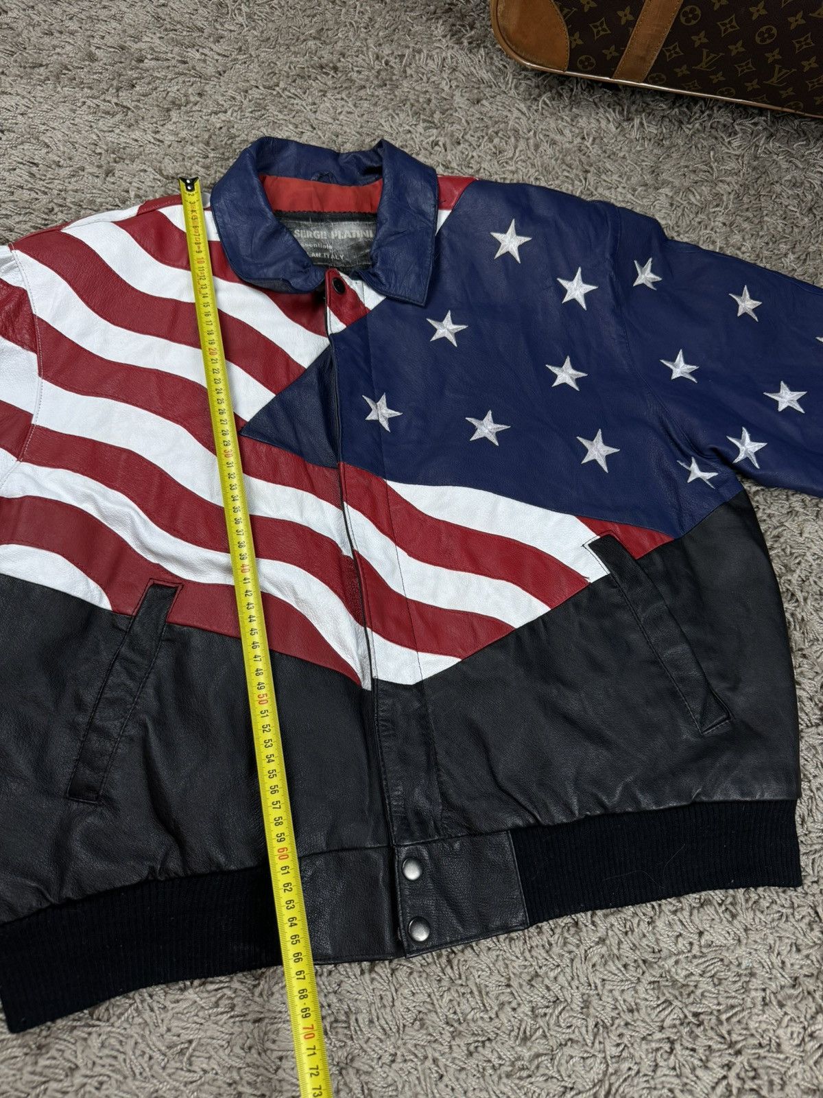 Vintage Vintage leather jacket American Flag Eagle 90s original item Size US L / EU 52-54 / 3 - 7 Thumbnail