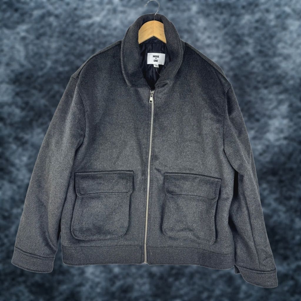 Vintage Mode of One Heather Onyx Utility Pocket Jacket Full Zip Wool Blend Mens Large Size US L / EU 52-54 / 3 - 1 Thumbnail