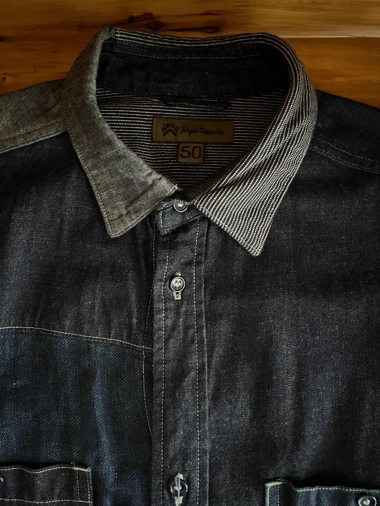 Nigel Cabourn Nigel Cabourn Indigo Paneled Work Shirt Size 50 Mint Size US M / EU 48-50 / 2 - 9 Thumbnail