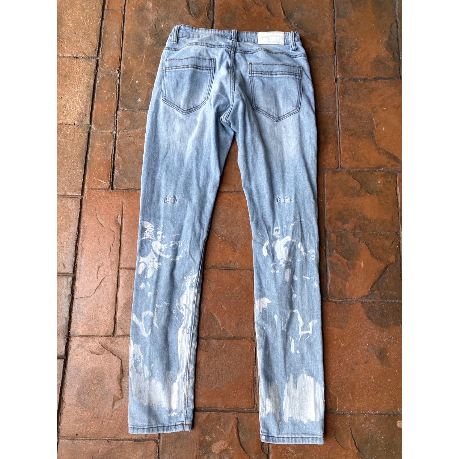 Lifted Anchors Lifted Anchors Los Angeles Cupid Angel Painted Skinny Denim Jeans Mens 30x31 v2 Size US 30 / EU 46 - 3 Thumbnail