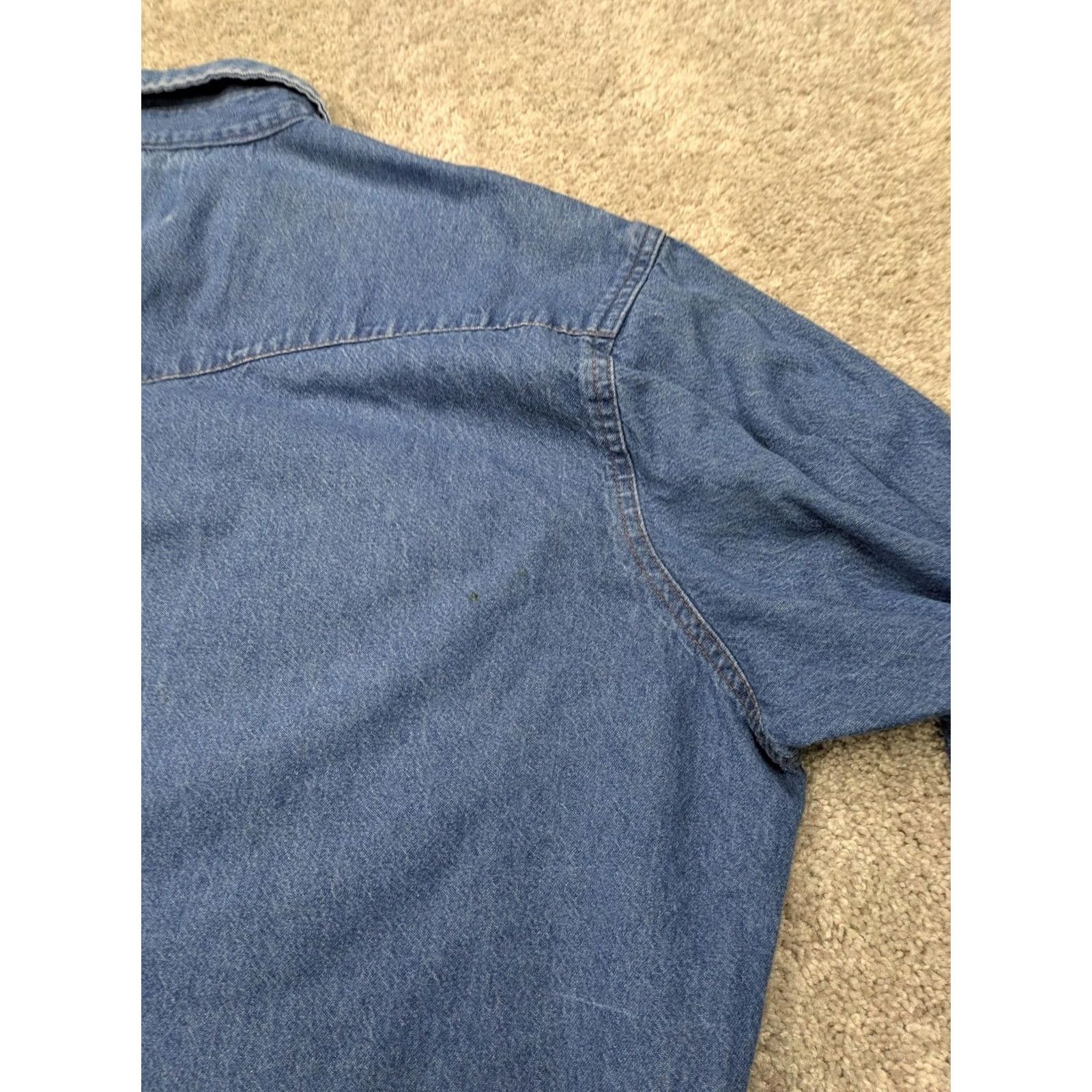 Wrangler Wrangler Jac Shirt 2XLT Blue Denim Button Up Long Sleeve Western Pockets Mens Size US XXL / EU 58 / 5 - 7 Thumbnail