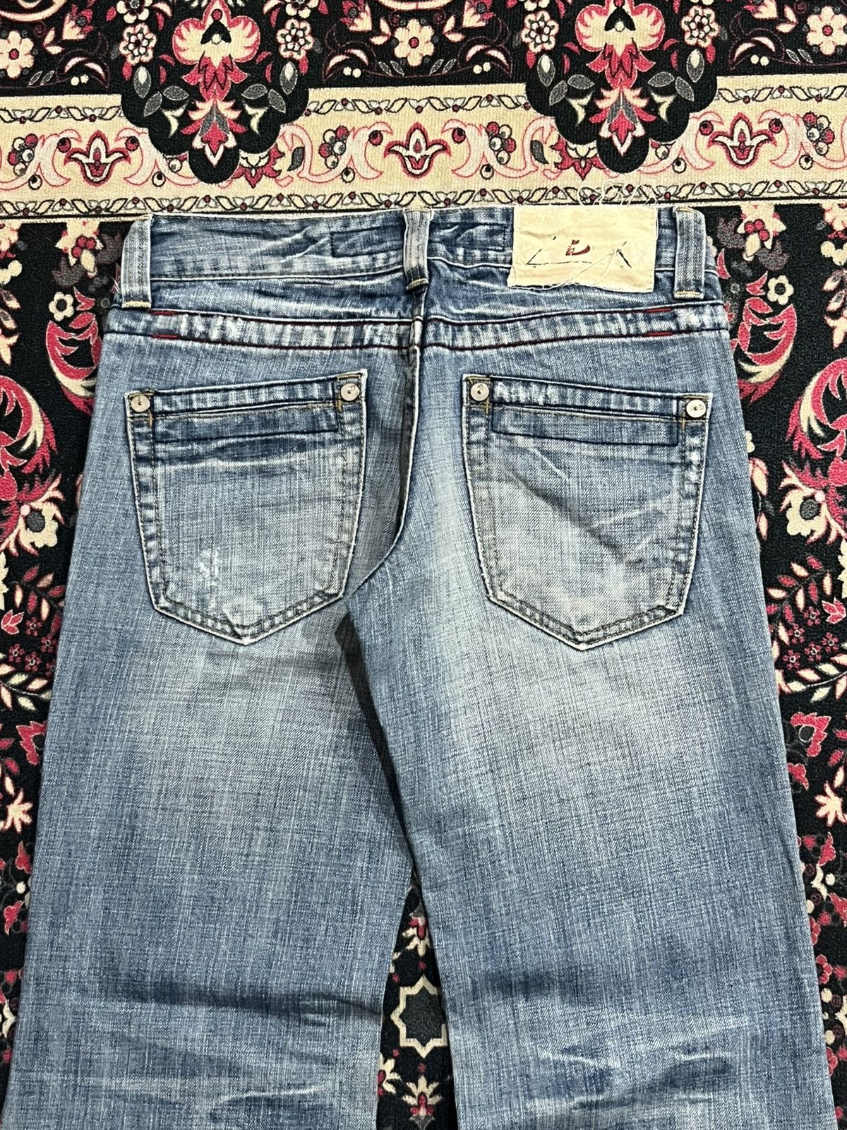 If Six Was Nine Japanese Brand Drive Jeans Blue Washed Distress Flare Dennim Size 26" / US 2 / IT 38 - 7 Thumbnail