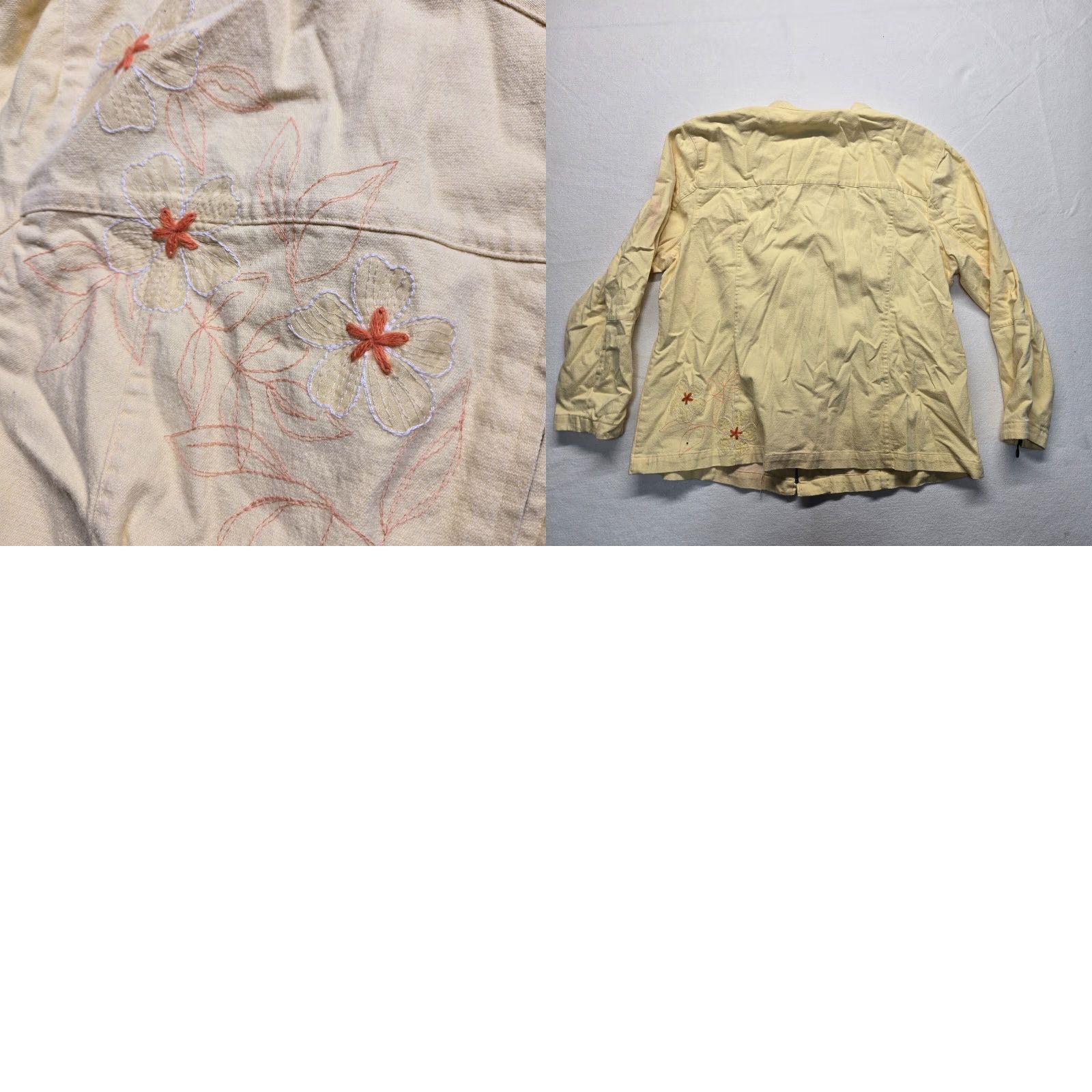 Vintage CJ Banks Yellow Floral Full Zip Jacket Women 2X Adult Spring Cotton Blend Long Sleeve Size XXL / US 16-18 / IT 52-54 - 8 Thumbnail