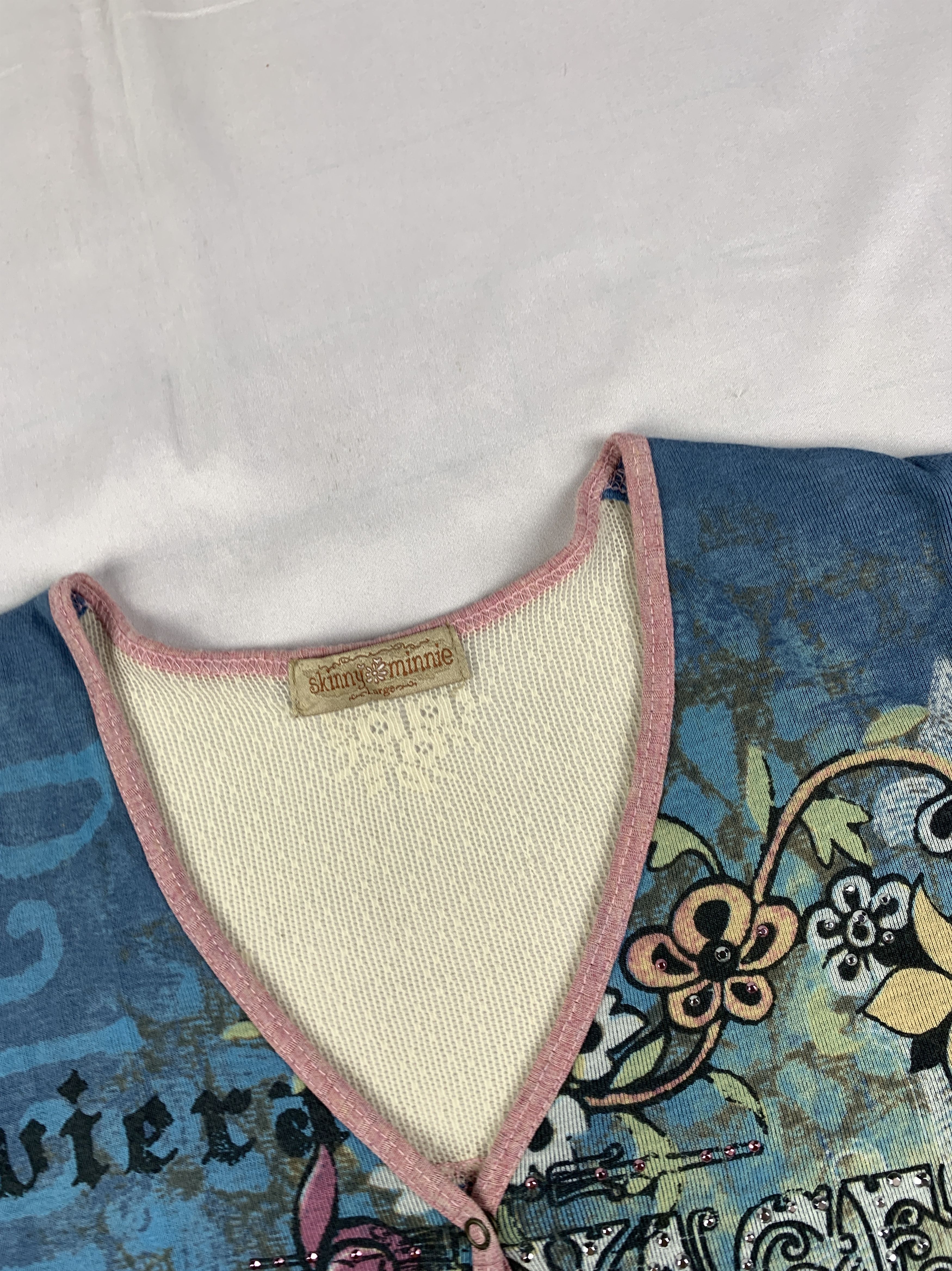 Japanese Brand 2000s Skinny Minie Floral Poem Top (M) Size M / US 6-8 / IT 42-44 - 7 Thumbnail