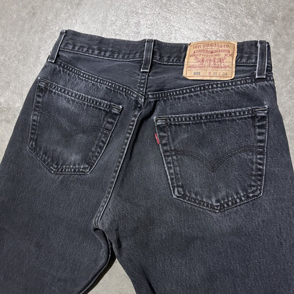 Levi's Vintage 90s Levis 501 faded black jeans 28x24 Size US 29 - 4 Thumbnail