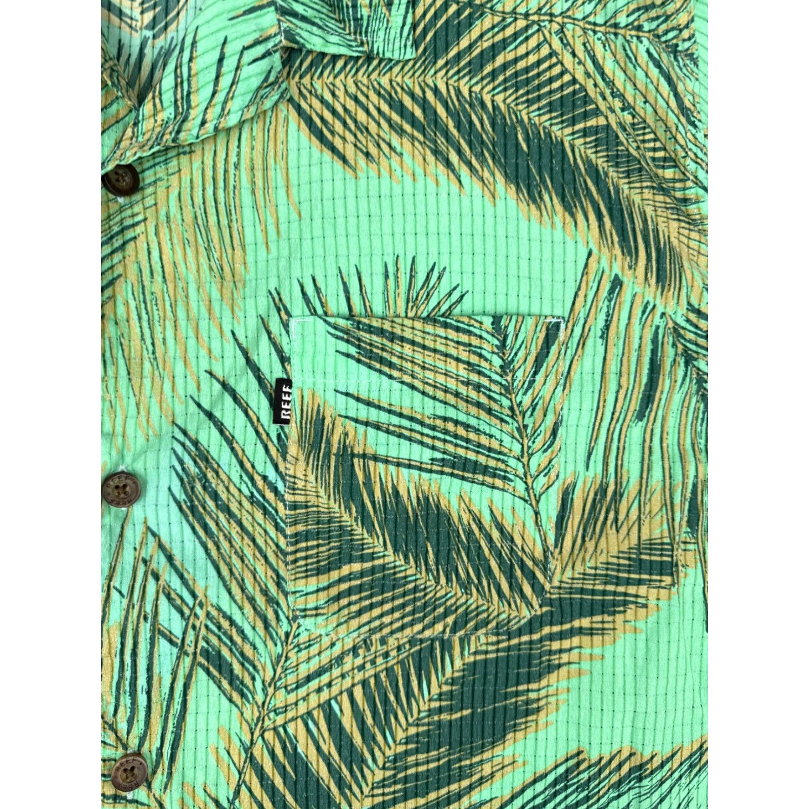 REEF Reef Shirt Men XL Green Floral Button-Up Hawaiian Aloha, Beach, Outdoor, American, Safari, Travel, Workwear Mens Size US XL / EU 56 / 4 - 6 Thumbnail