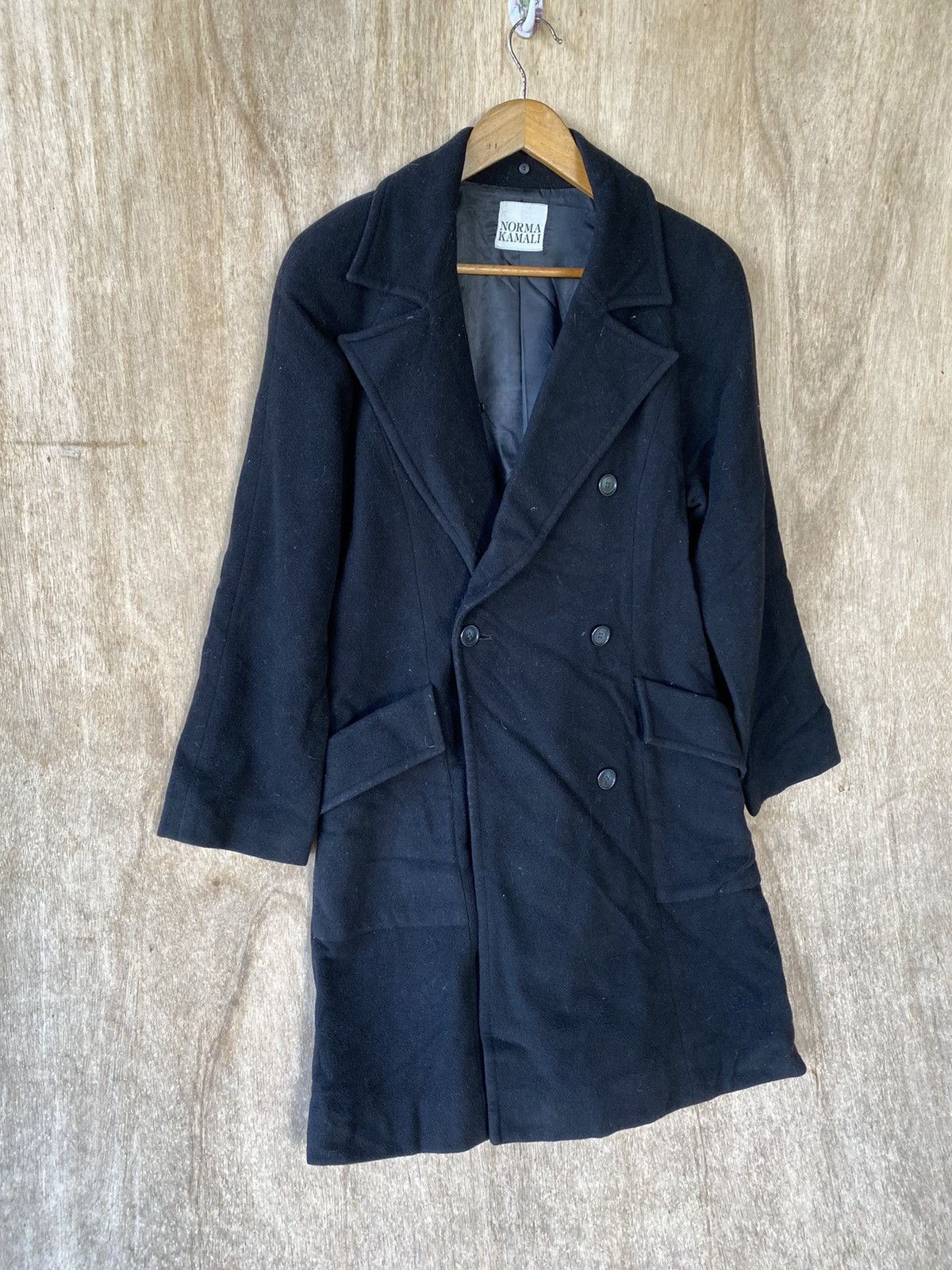 Designer Norma Kamali Vintage Black Wool Double-Breasted Elegance Size US M / EU 48-50 / 2 - 4 Thumbnail