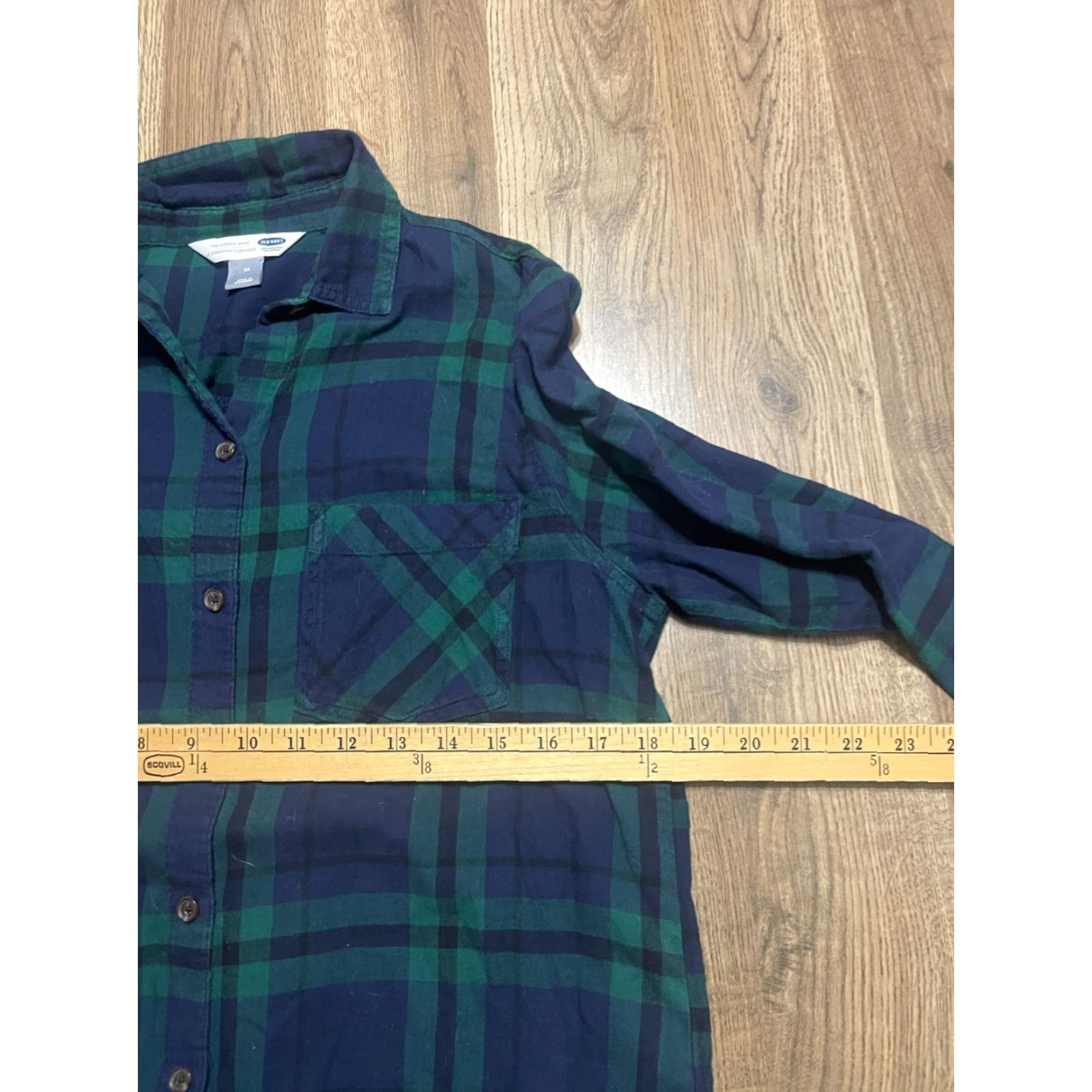 Old Navy Old Navy Shirt Women’s Medium Blue Green Plaid Button Up The Classic Shirt, Casual, Long Sleeve, Collared, Regular Fit, Free Return, 60s? Size M / US 6-8 / IT 42-44 - 5 Thumbnail