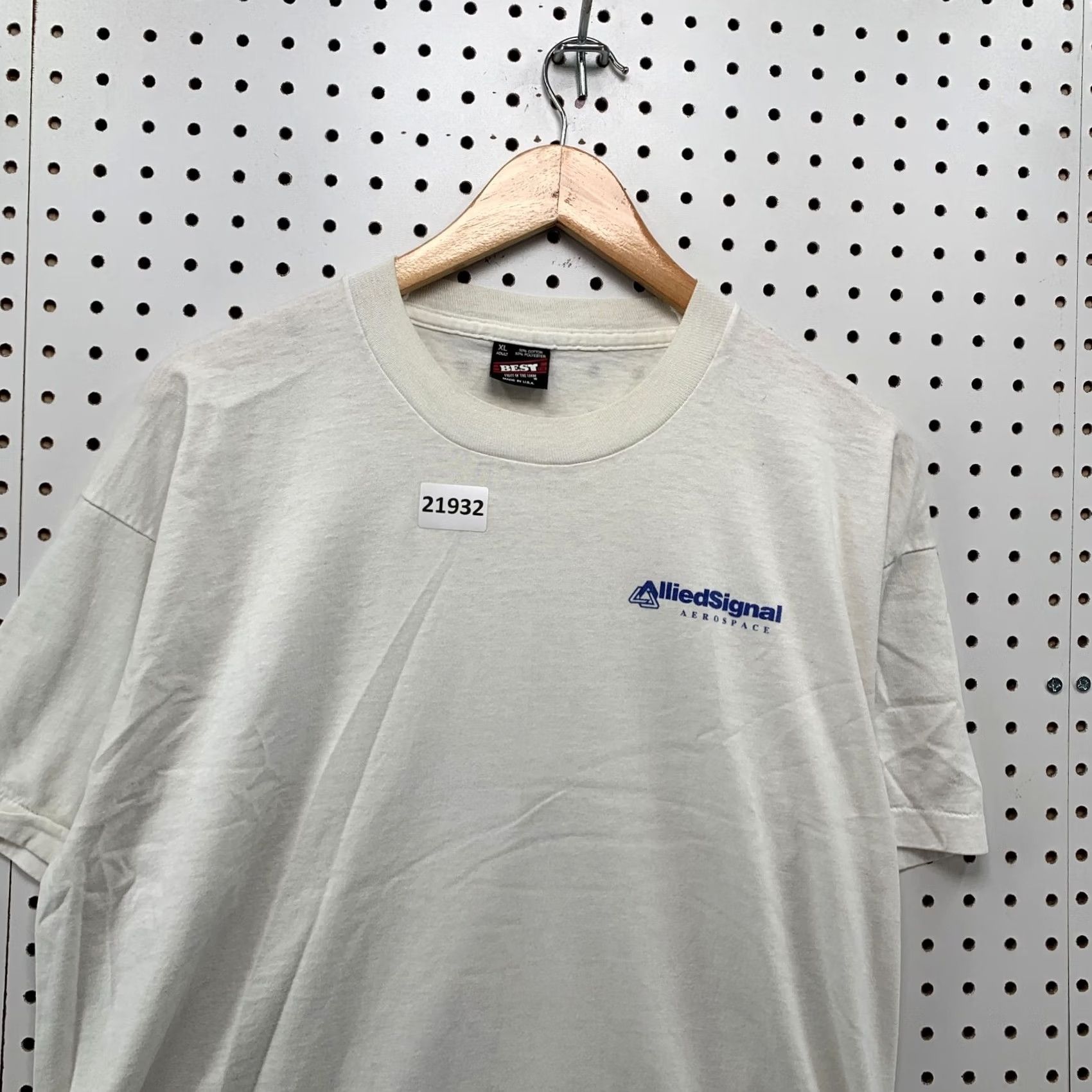 Fruit Of The Loom VINTAGE Aerospace Shirt White Single Stitch Allied Signal Adult Men XL 90s Size US XL / EU 56 / 4 - 2 Thumbnail