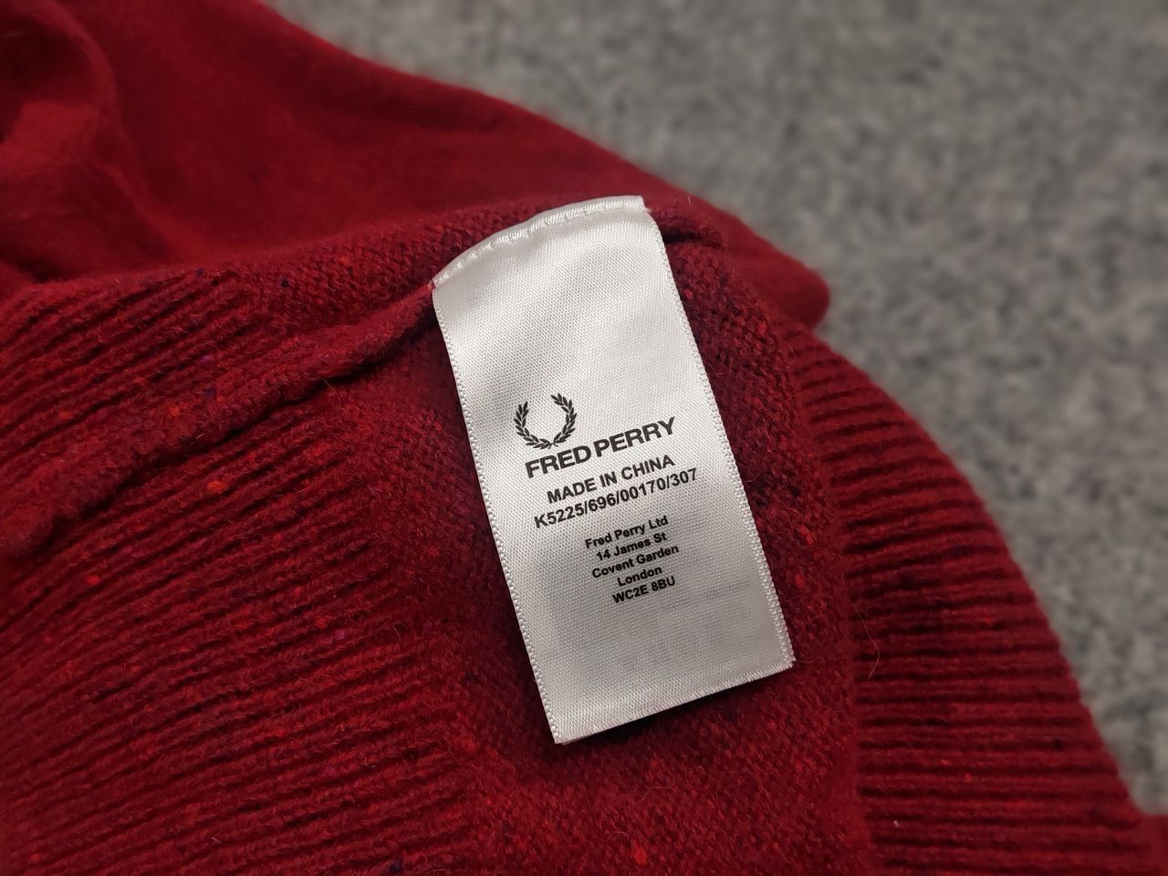 Fred Perry Design Classic Red Wool Crew Check Sweater