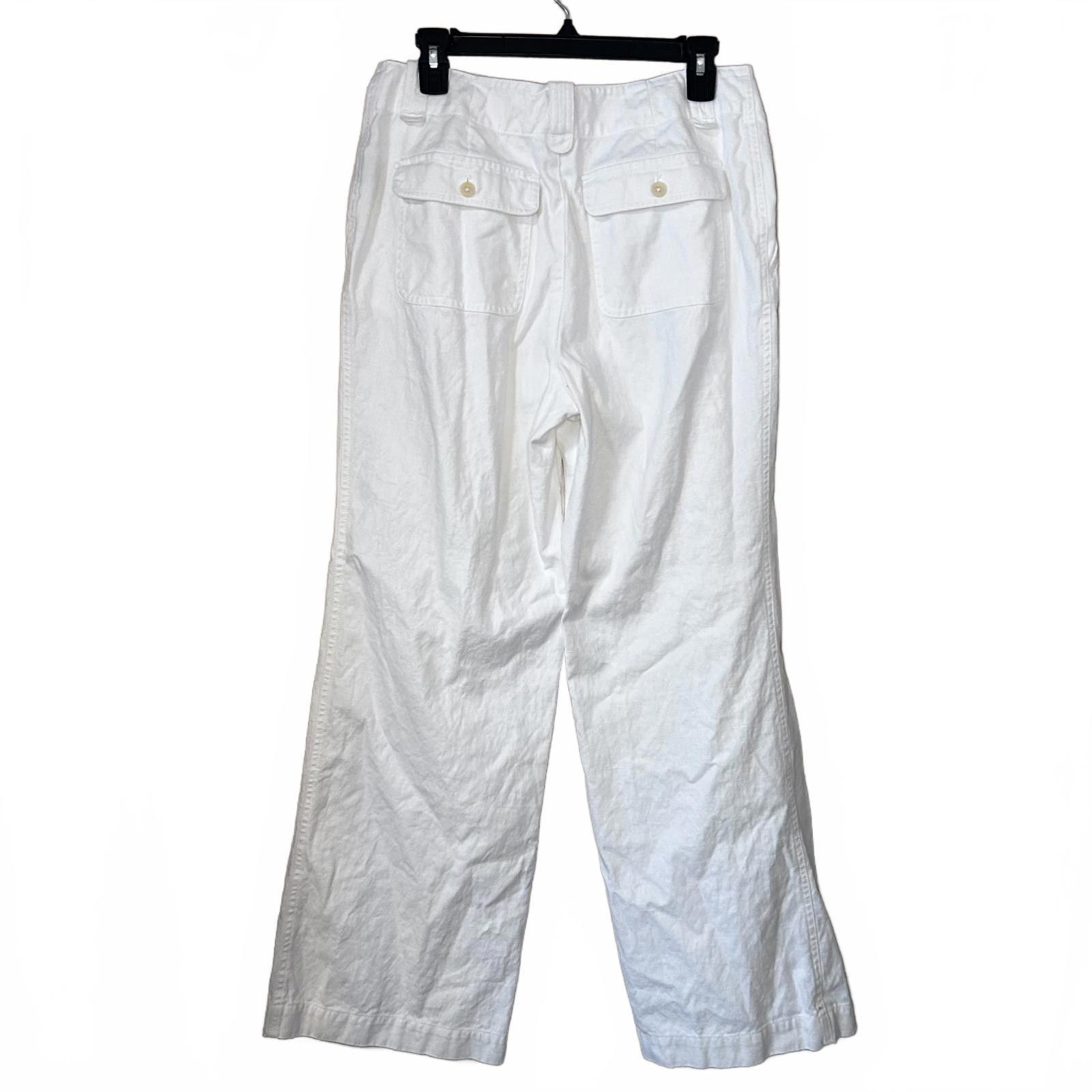 Lauren Ralph Lauren LRL Wide Leg Pants Jeans Linen Cotton White Size 8 Size 30" / US 8 / IT 44 - 3 Thumbnail