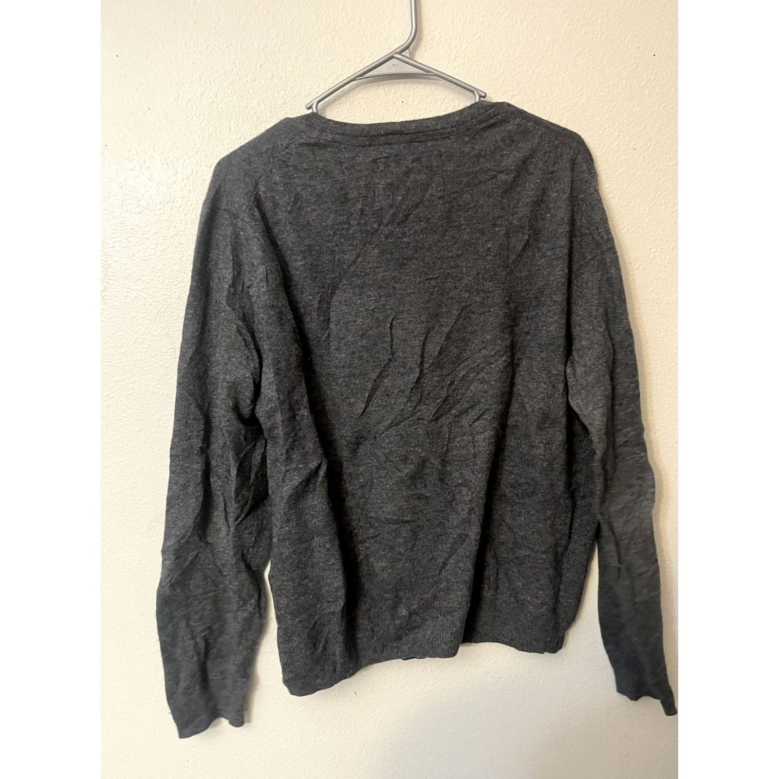 H&M H&M Logg Mens Regular Fit Wool-Blend Sweater Dark Gray L V-Neck Pullover Wool Size L Mens Size US L / EU 52-54 / 3 - 3 Thumbnail