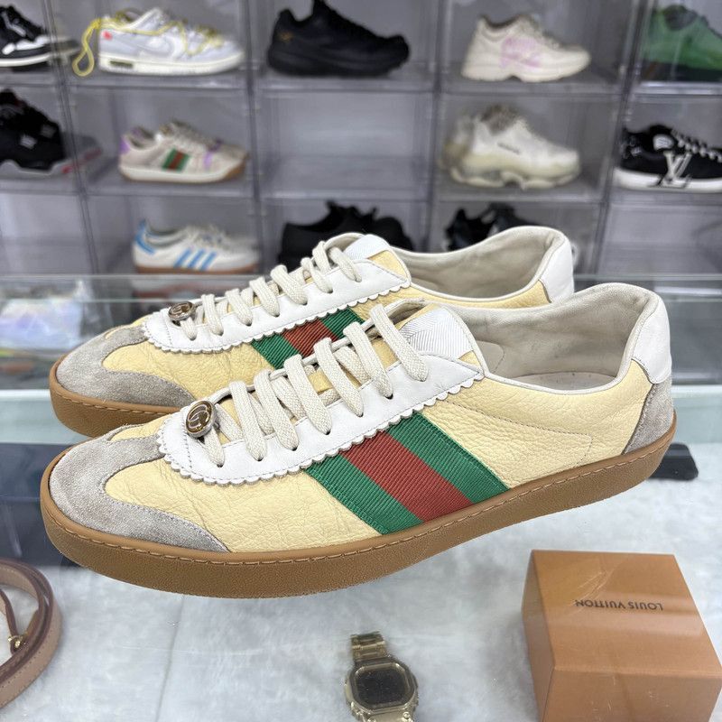 Gucci Gucci G74 Web Leather Low-Top Sneakers for Men Size US 10.5 / EU 43-44 - 1 Thumbnail