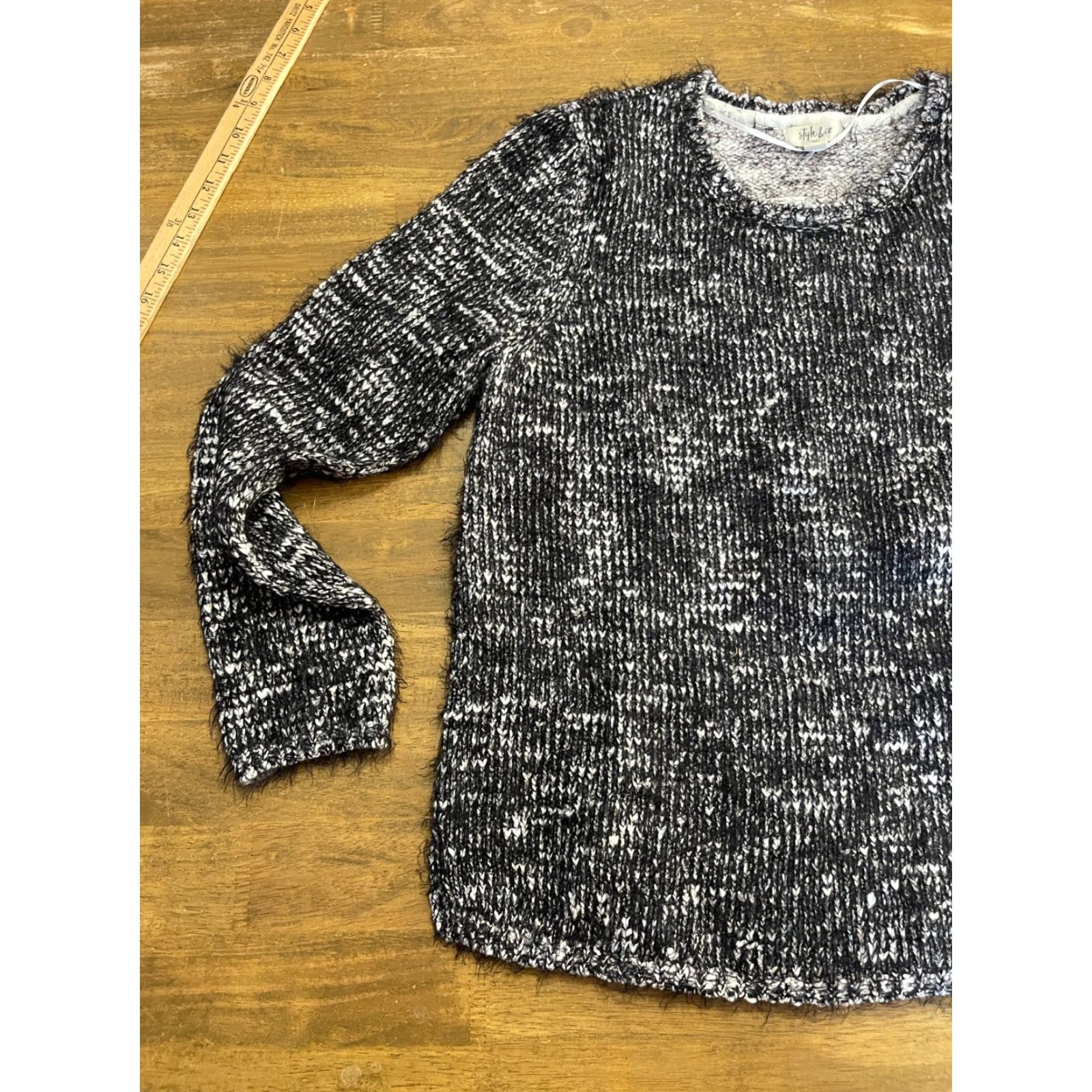 Vintage VINTAGE Style & Co. Sweater Shirt Women's Large Black White Sparkly Pullover NWT Size L / US 10 / IT 46 - 3 Thumbnail