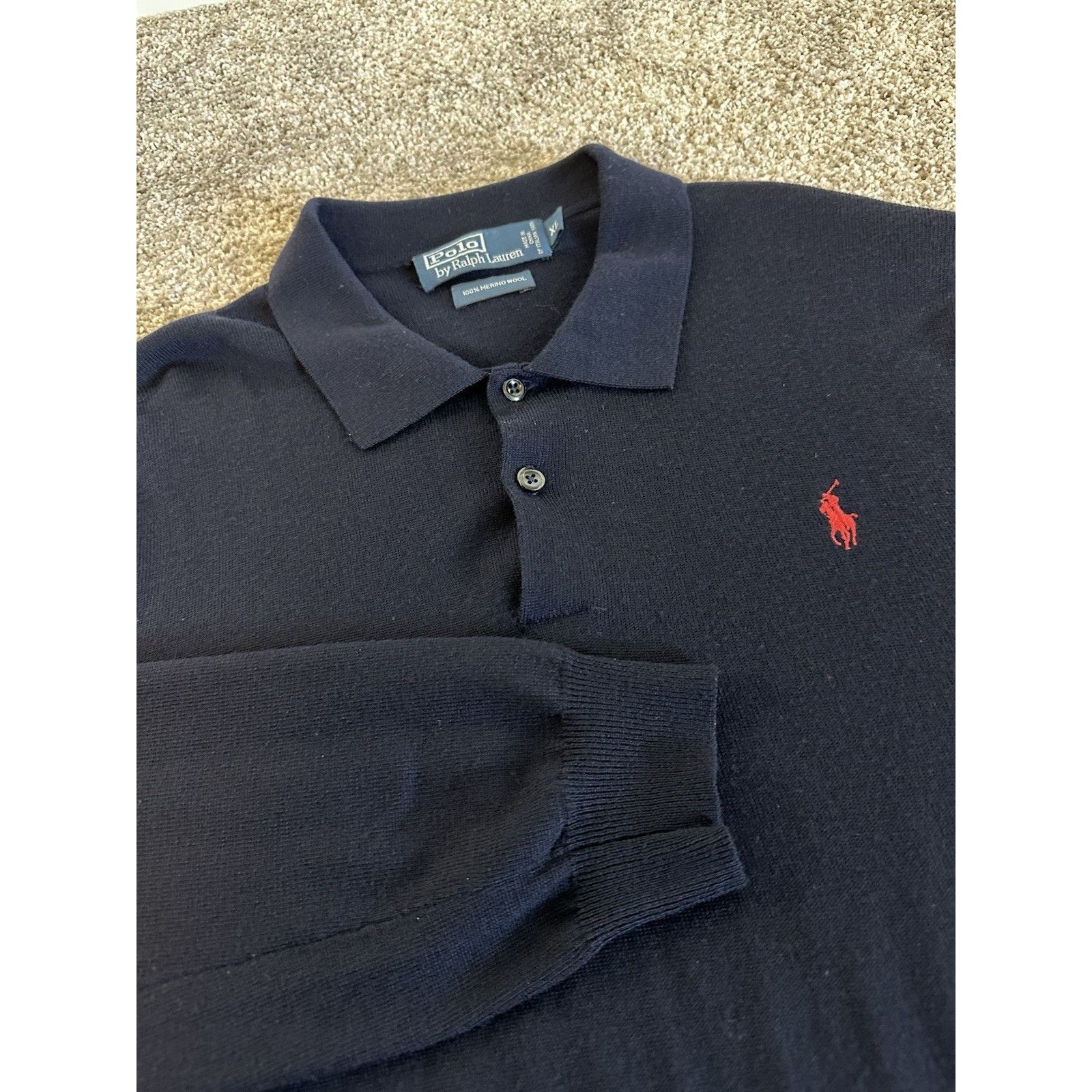 Polo Ralph Lauren Polo Ralph Lauren Men's Navy Blue 100% Merino Wool Size US XL / EU 56 / 4 - 2 Thumbnail