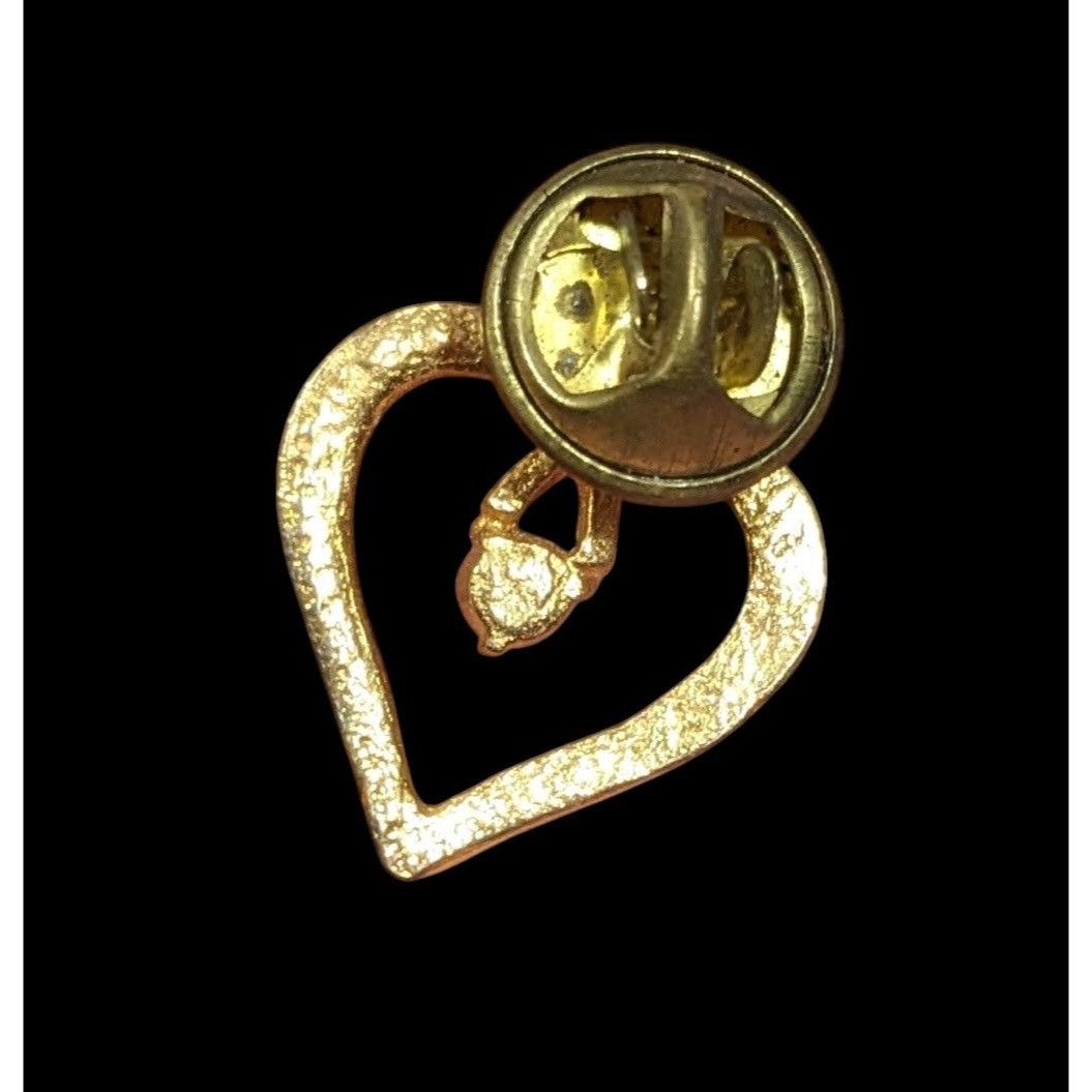 Other Vintage Coquette Open Heart Gold Tone Lapel Pin With Red Gem Size ONE SIZE - 2 Thumbnail