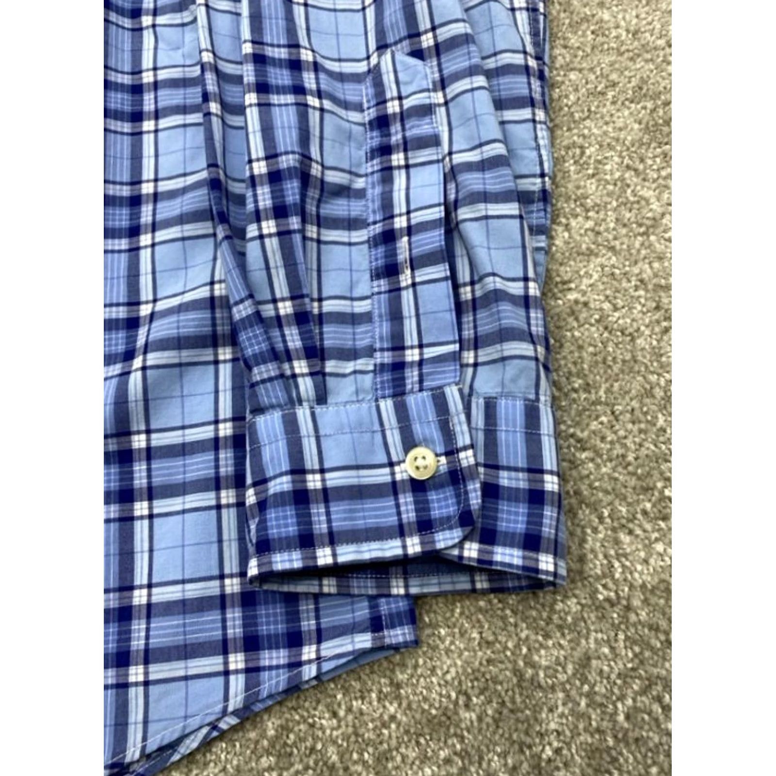 Polo Ralph Lauren VINTAGE Ralph Lauren Shirt Mens XL Long Sleeve Button Up Blue Plaid Classic Fit 5511 Size US XL / EU 56 / 4 - 3 Thumbnail