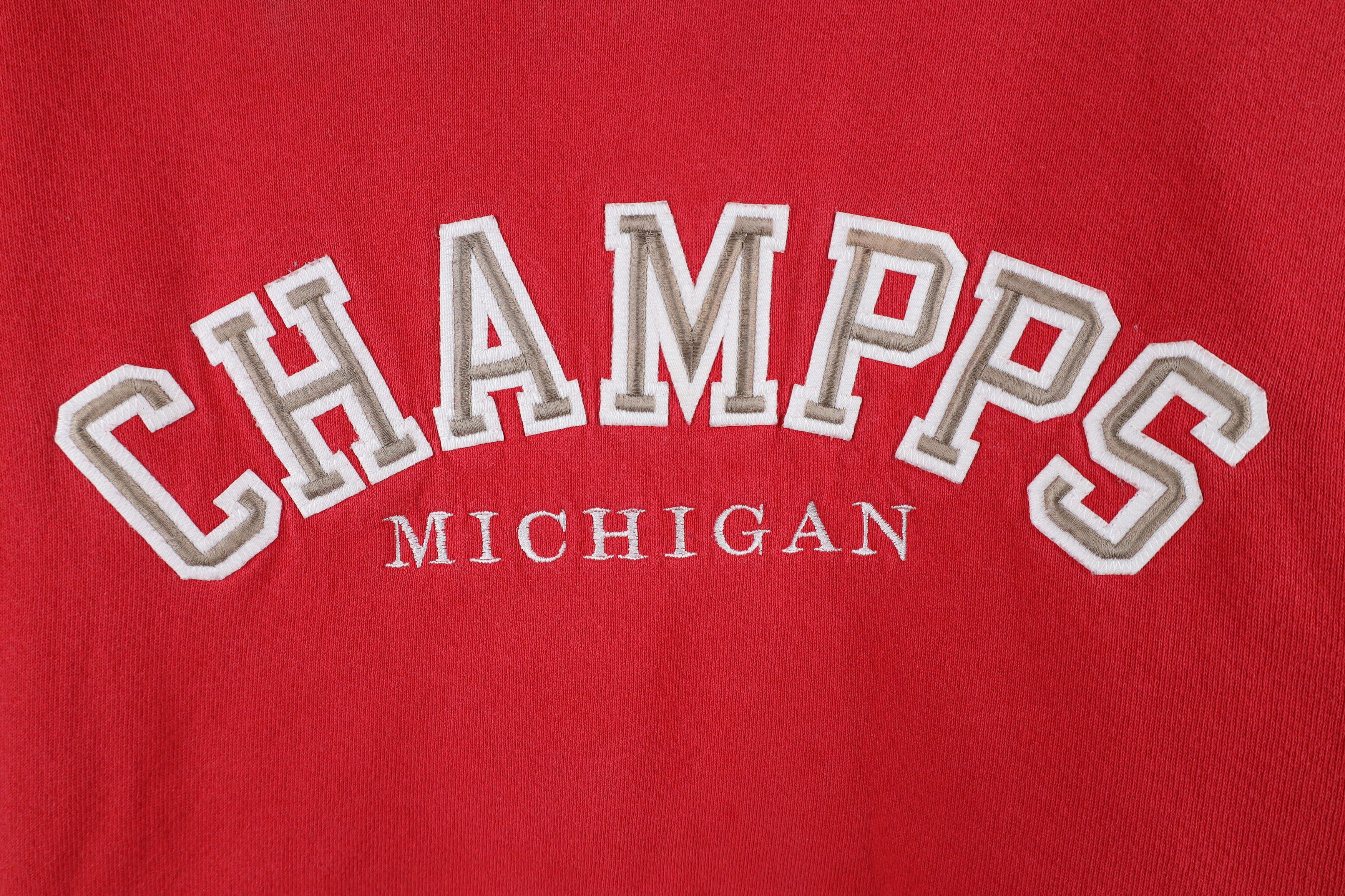 Vintage Vintage 90s Spell Out Champps Michigan Sweatshirt Red USA Size US XL / EU 56 / 4 - 4 Thumbnail