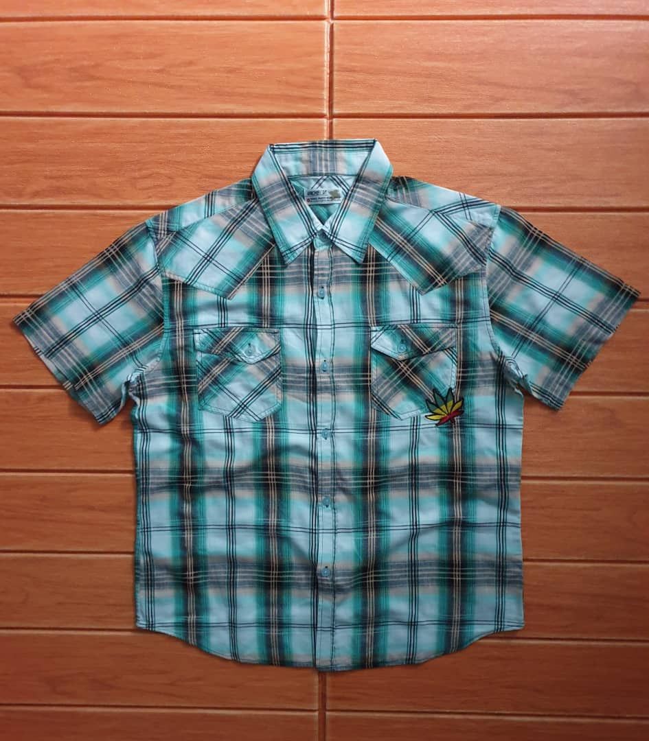 Japanese Brand Vache marijuana Bob marley style checkered shirt Size US L / EU 52-54 / 3 - 5 Thumbnail