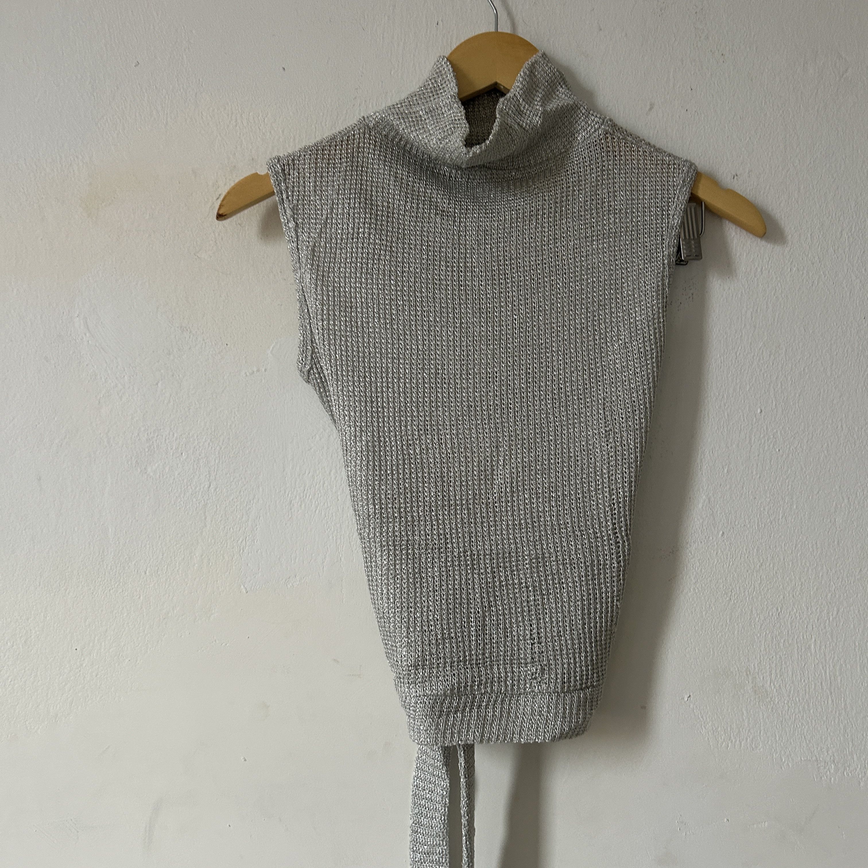 Vintage Vintage Y2k Silver Metallic Knit Top Size ONE SIZE - 10 Thumbnail