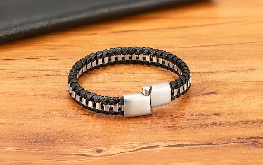 Jewelry Braided Rope Woven Black Leather Bracelets Size ONE SIZE - 1 Thumbnail