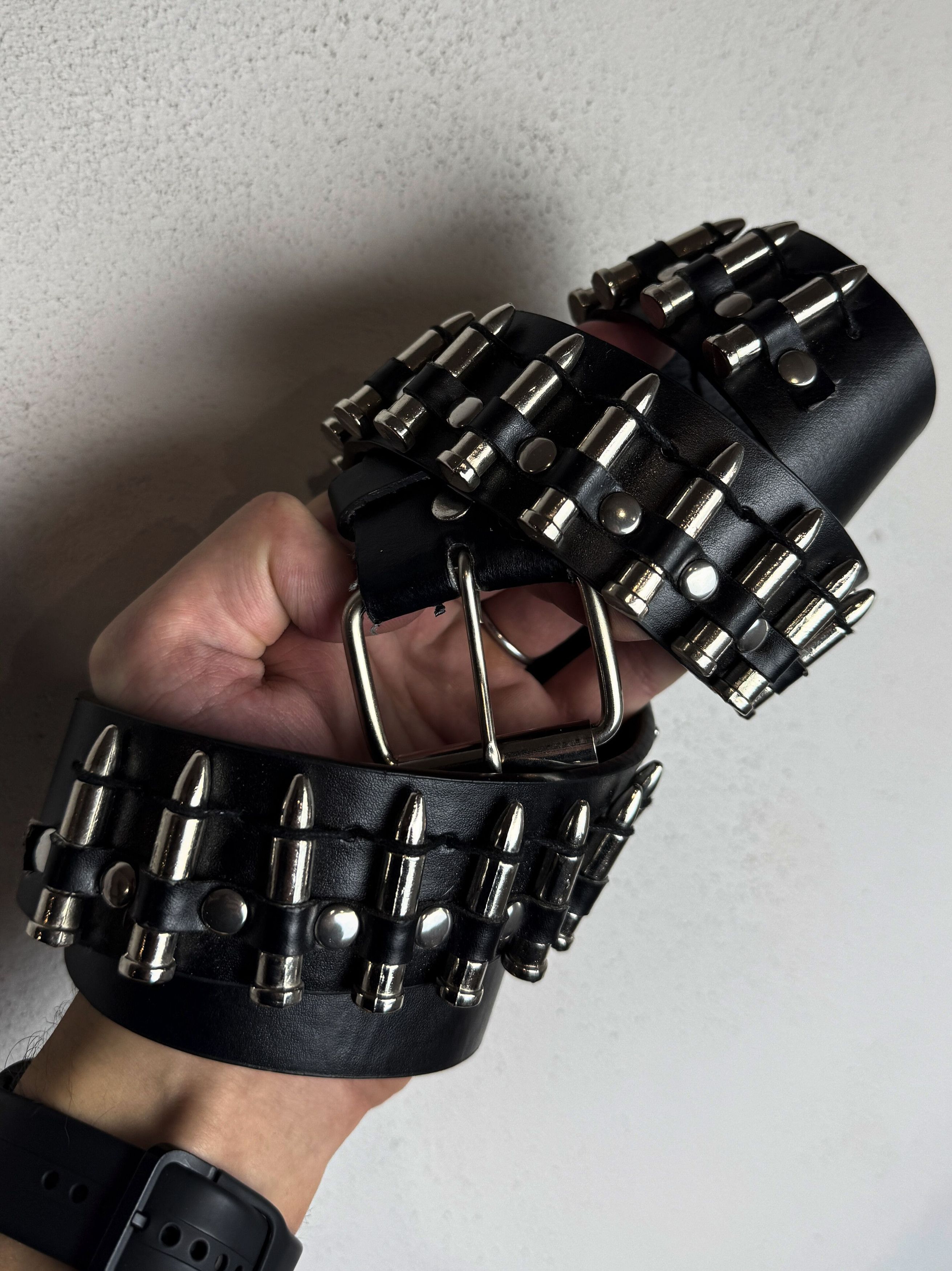 Hysteric Glamour Bullet Studded Leather Belt Punk Goth Heavy Metal Black Size ONE SIZE - 3 Thumbnail
