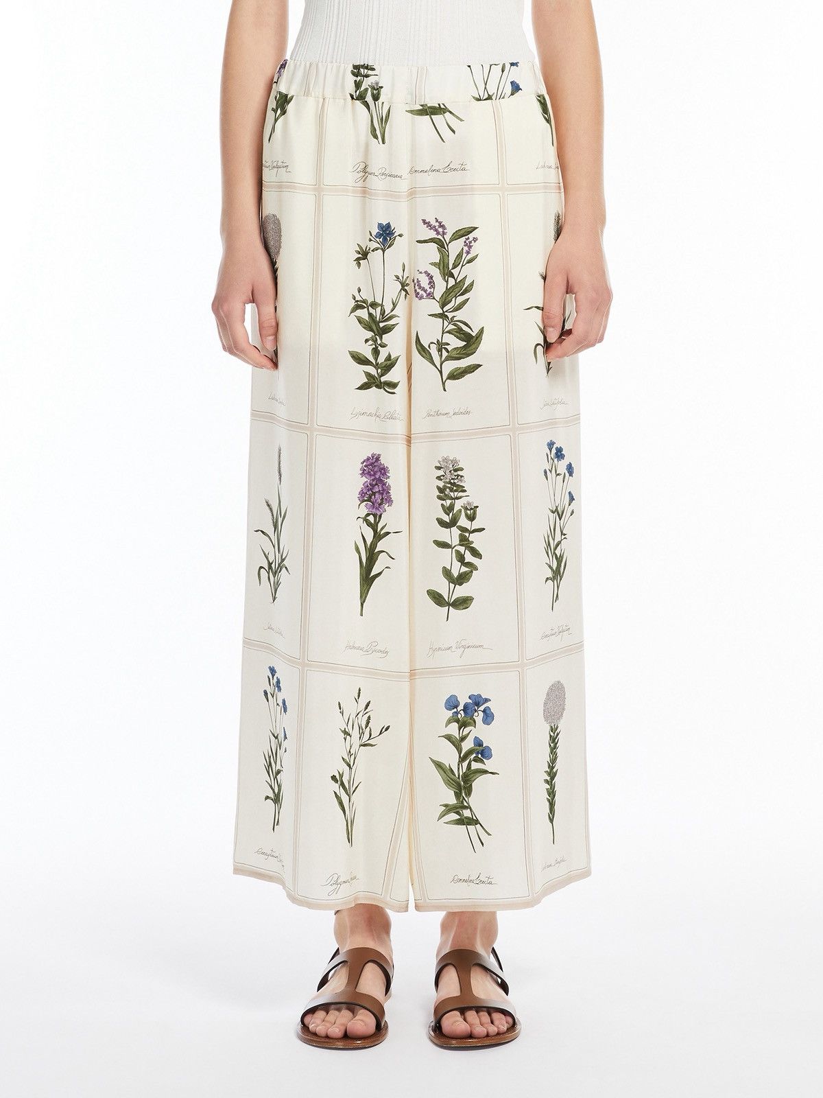 Weekend Max Mara Weekend Max Mara Lory Floral Silk Wide-Leg Trousers Size 27" / US 4 / IT 40 - 3 Thumbnail