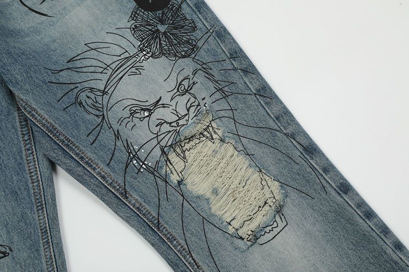 Japanese Brand × Jean × Vintage Graffiti Destroyed Hole Baggy Jeans Size US 29 - 7 Thumbnail