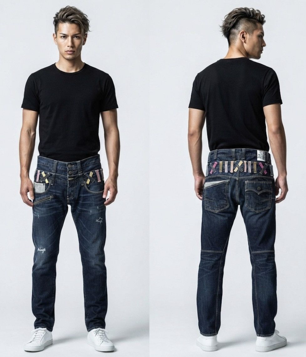 If Six Was Nine × Japanese Brand × Le Grande Bleu (L.G.B.) Japanese Shinjuku Dominate Double Waist Statement Jeans Size US 32 / EU 48 - 1 Thumbnail