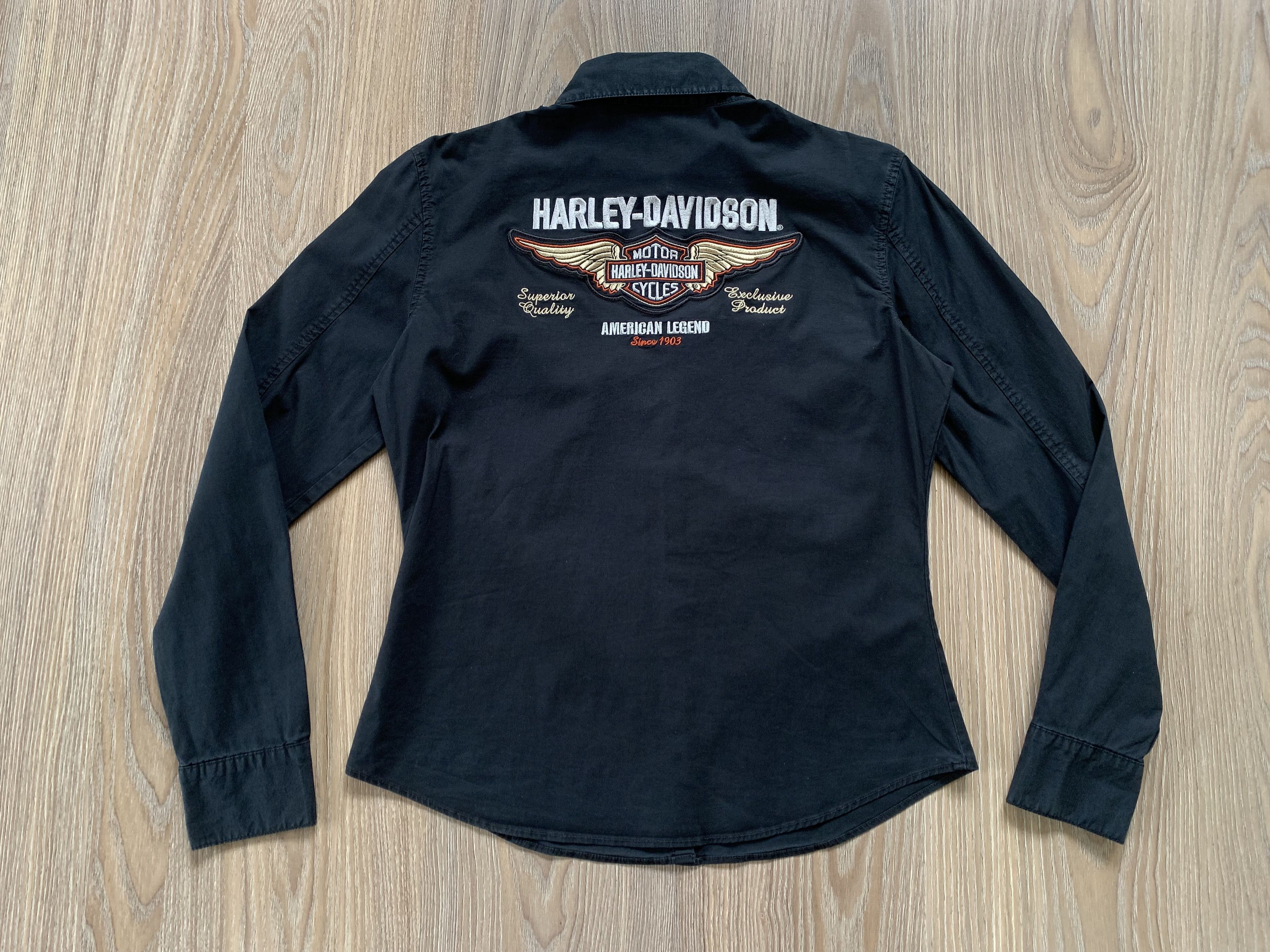 Harley Davidson Harley Davidson Womens Black Cotton Button Up Shirt Size M / US 6-8 / IT 42-44 - 3 Thumbnail