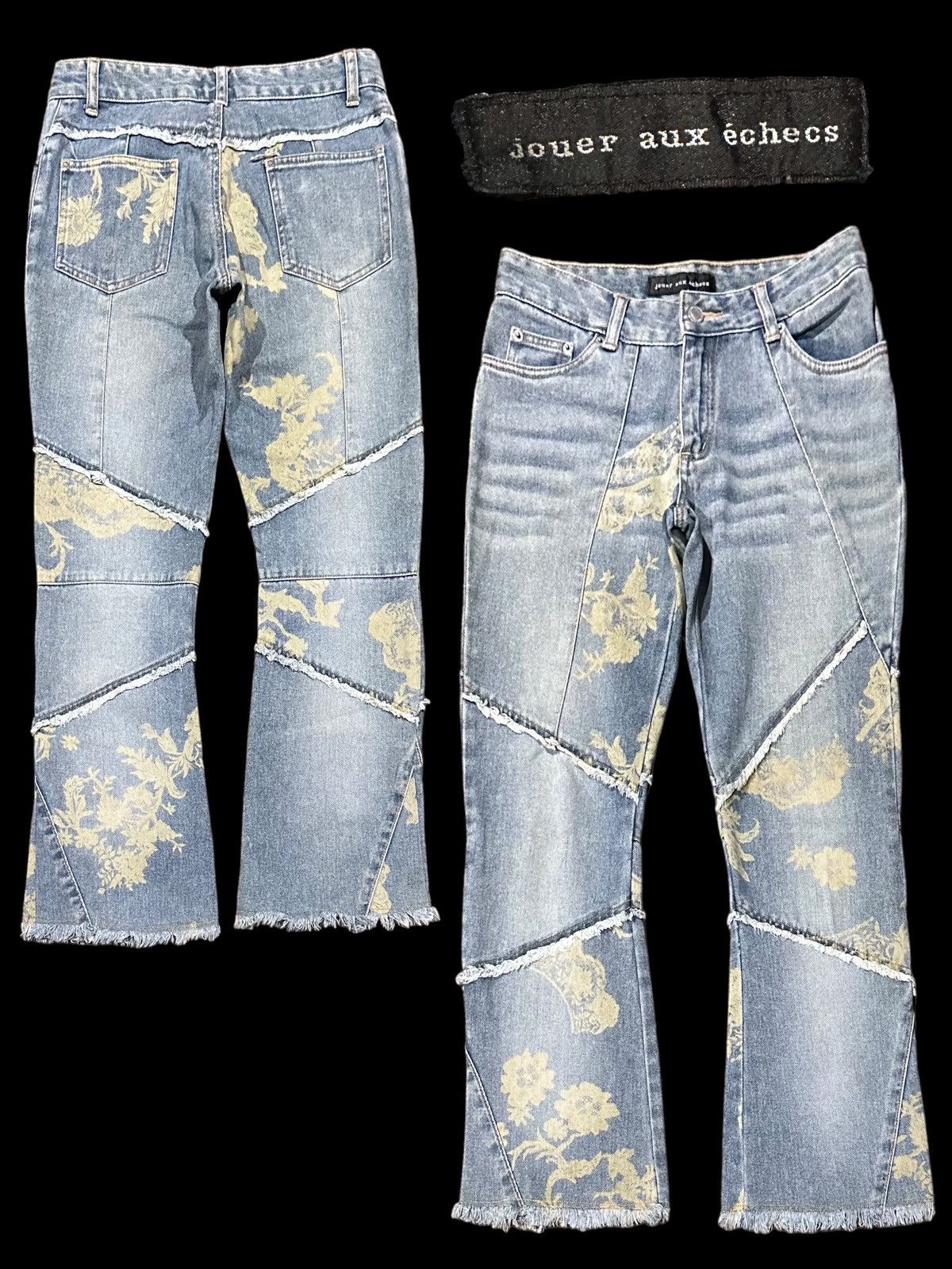 Designer × If Six Was Nine × Jean Paper Cut Hagi Denim JOUER AUX ECHECS Bootcut Flores Jeans Size 28" / US 6 / IT 42 - 1 Thumbnail