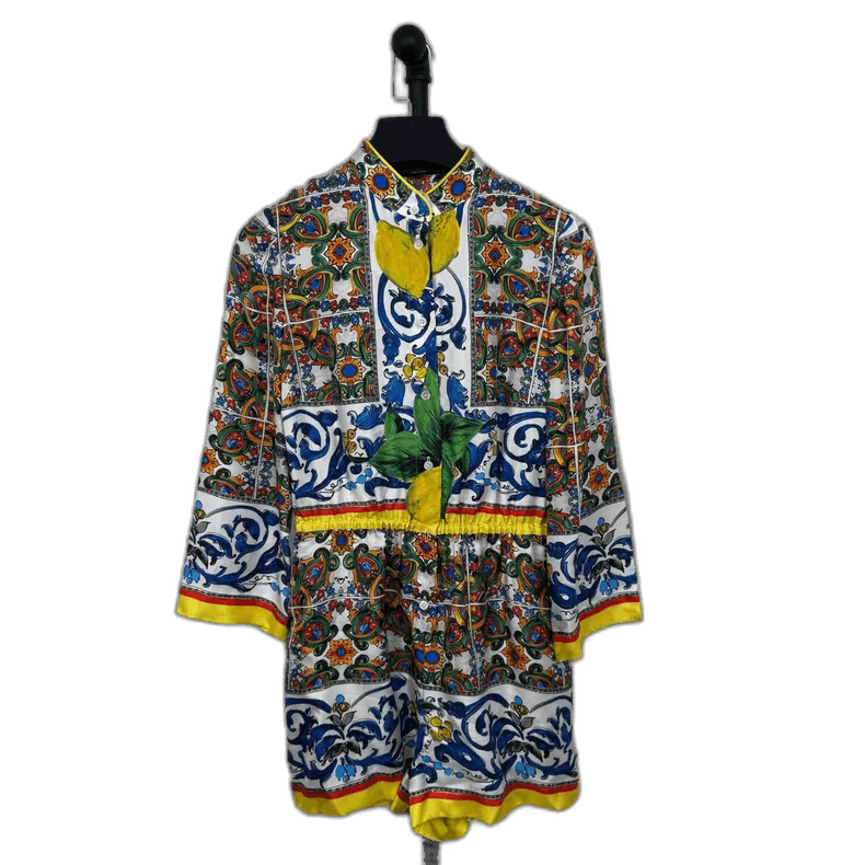 Dolce & Gabbana Dolce Gabbana Silk Jumpsuit Dress in Colorful Print Size 42" / US 20 - 1 Thumbnail