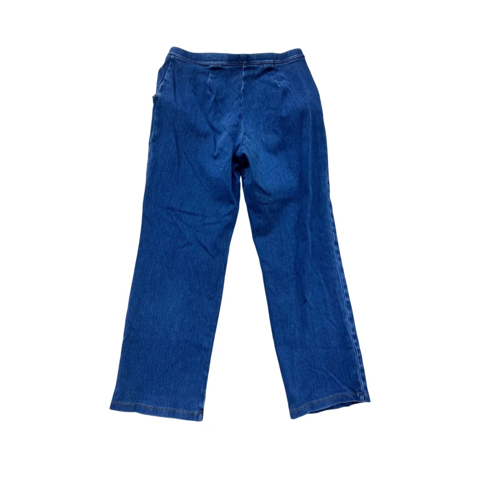 Vintage L.L.Bean Jeans Women Regular Medium Blue Denim Straight Pants M size 96% Cotton 4% Spandex Elastic Waistband Pre-Owned Like New Size 32" / US 10 / IT 46 - 2 Thumbnail