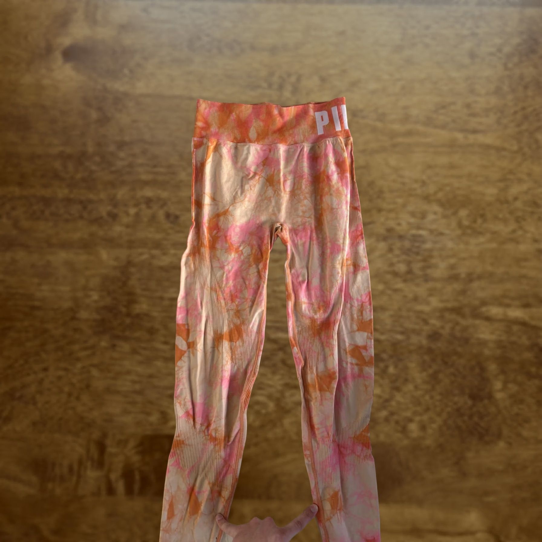 Pinko PINK Victoria's Secret Leggings Womens Medium Pink Tie Dye Ankle Yoga Gym Active Size 32" / US 10 / IT 46 - 1 Thumbnail