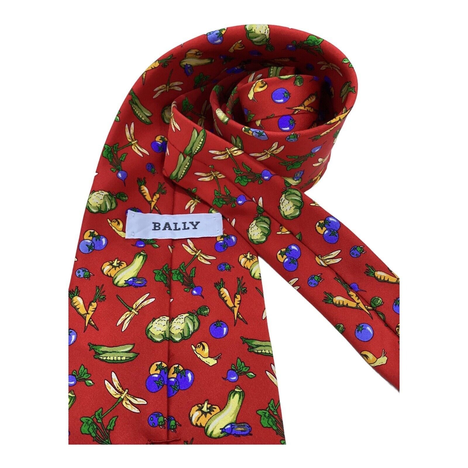 Bally BALLY Vegetable & Insect Print Silk Tie Made In Switzerland Size ONE SIZE - 3 Thumbnail