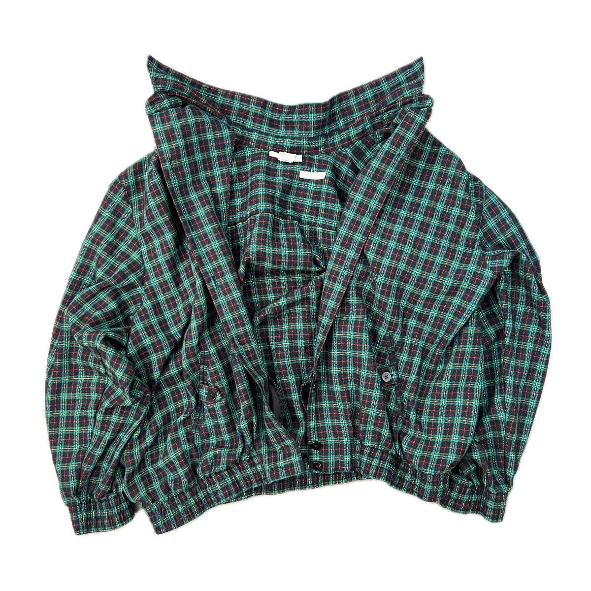 Vintage Designer Green and Black Tartan Viscose Button Up Jacket Size US M / EU 48-50 / 2 - 6 Thumbnail