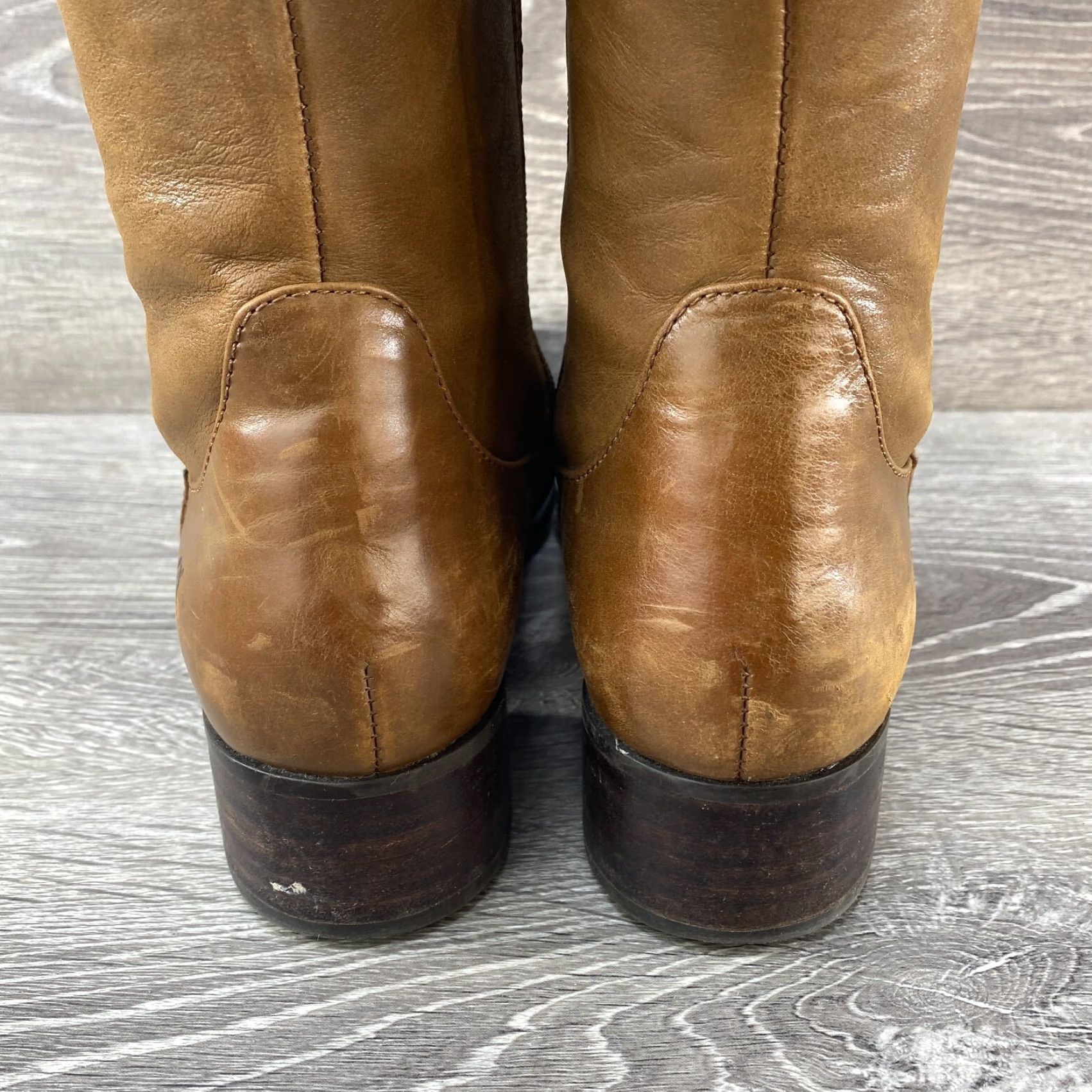 Born Born Brown Leather Knee High Pull On Tall Riding Boots Side Zipper Womens SZ 7 M Size US 7 / IT 37 - 7 Thumbnail
