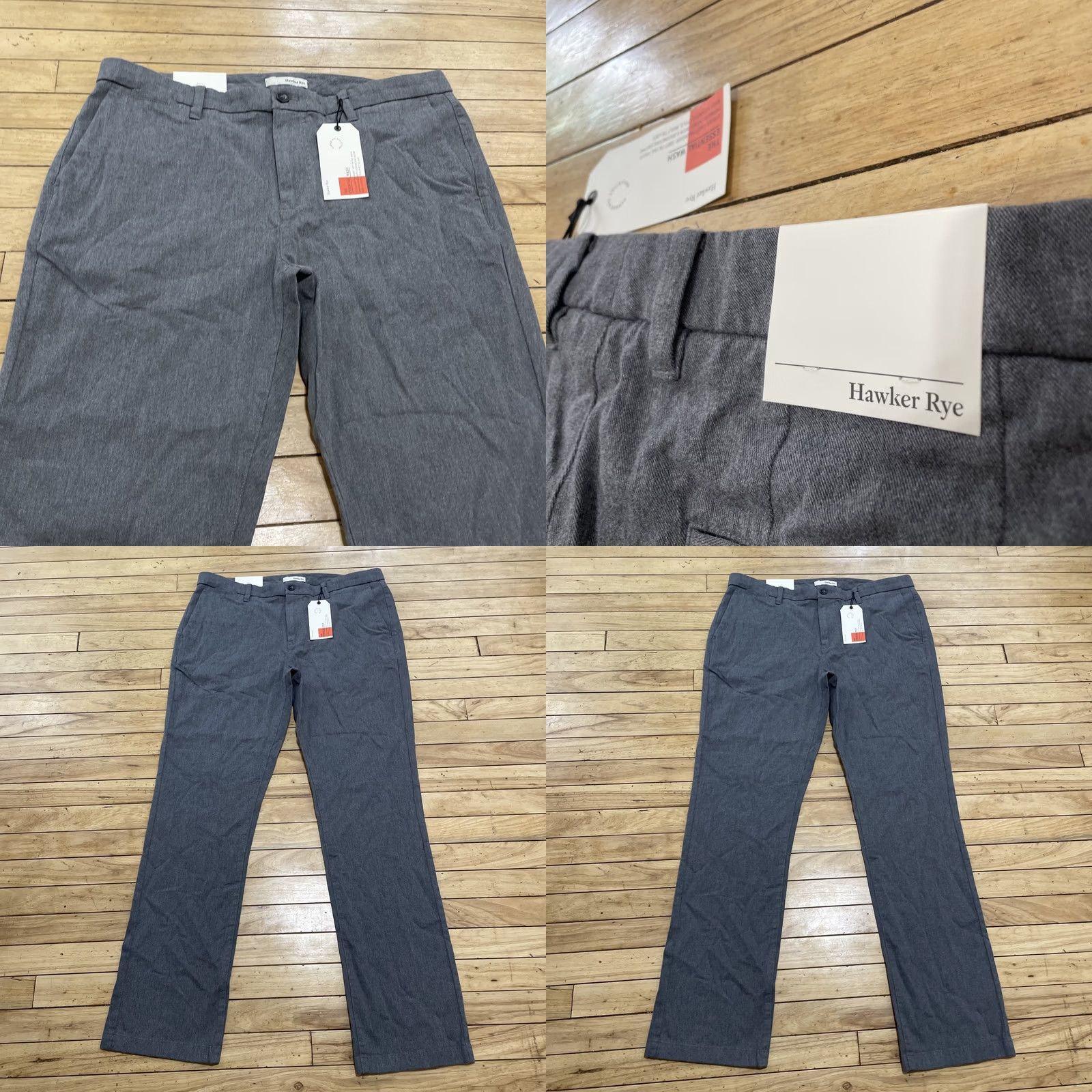 Vintage Hawker Rye Pants Men 36x34 Straight Gray Flat Front Knit Chinos NEW Size US 36 / EU 52 - 10 Thumbnail