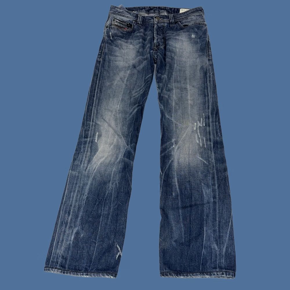 Diesel Safado Jeans Mens 29x29 Blue Straight Western Cowboy Fade Hemmed Nice, Men's (Size 27)