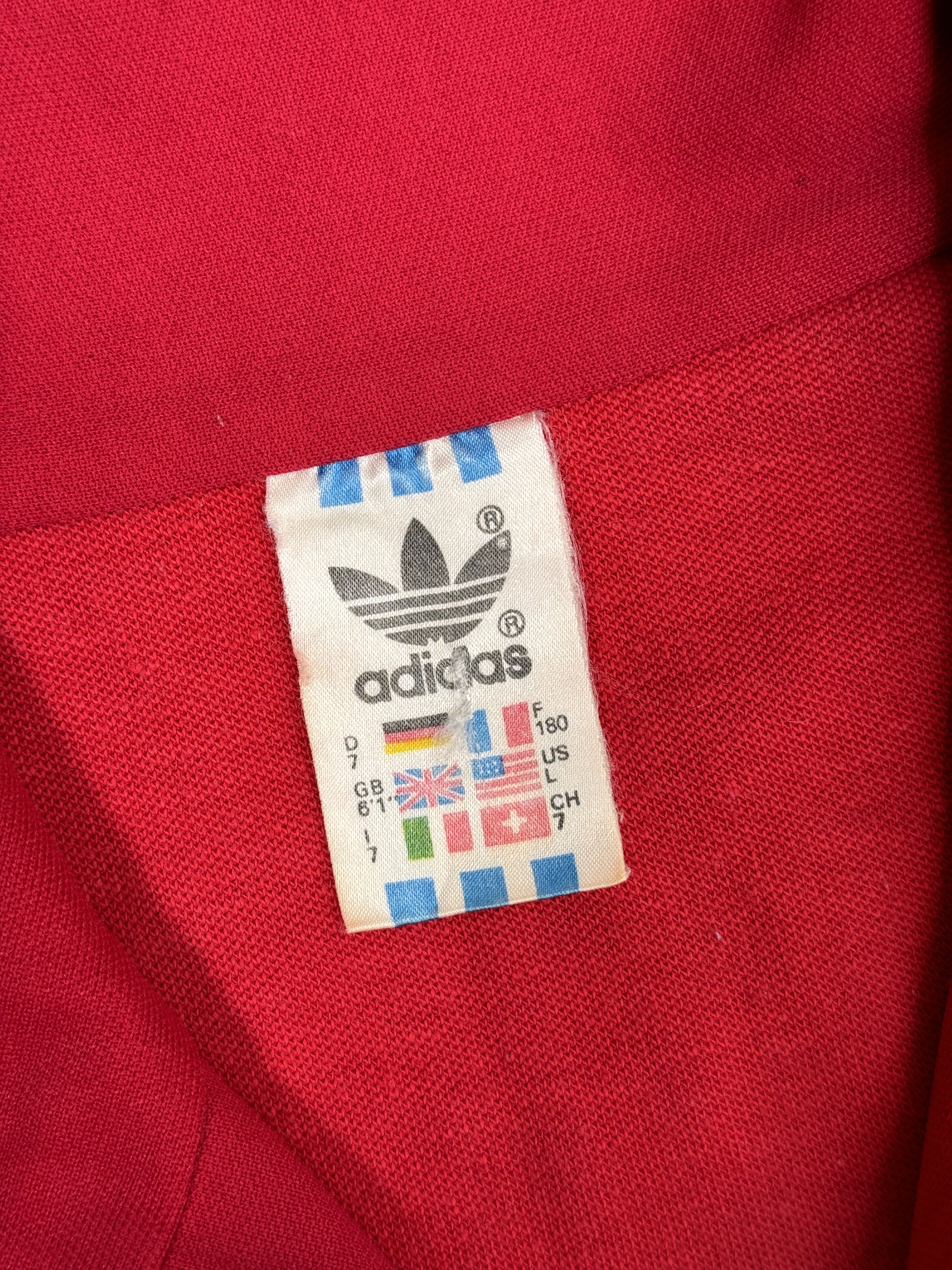 Adidas 80s Adidas Track Jacket HONG KONG Red Color & White Stripes Size US M / EU 48-50 / 2 - 7 Thumbnail